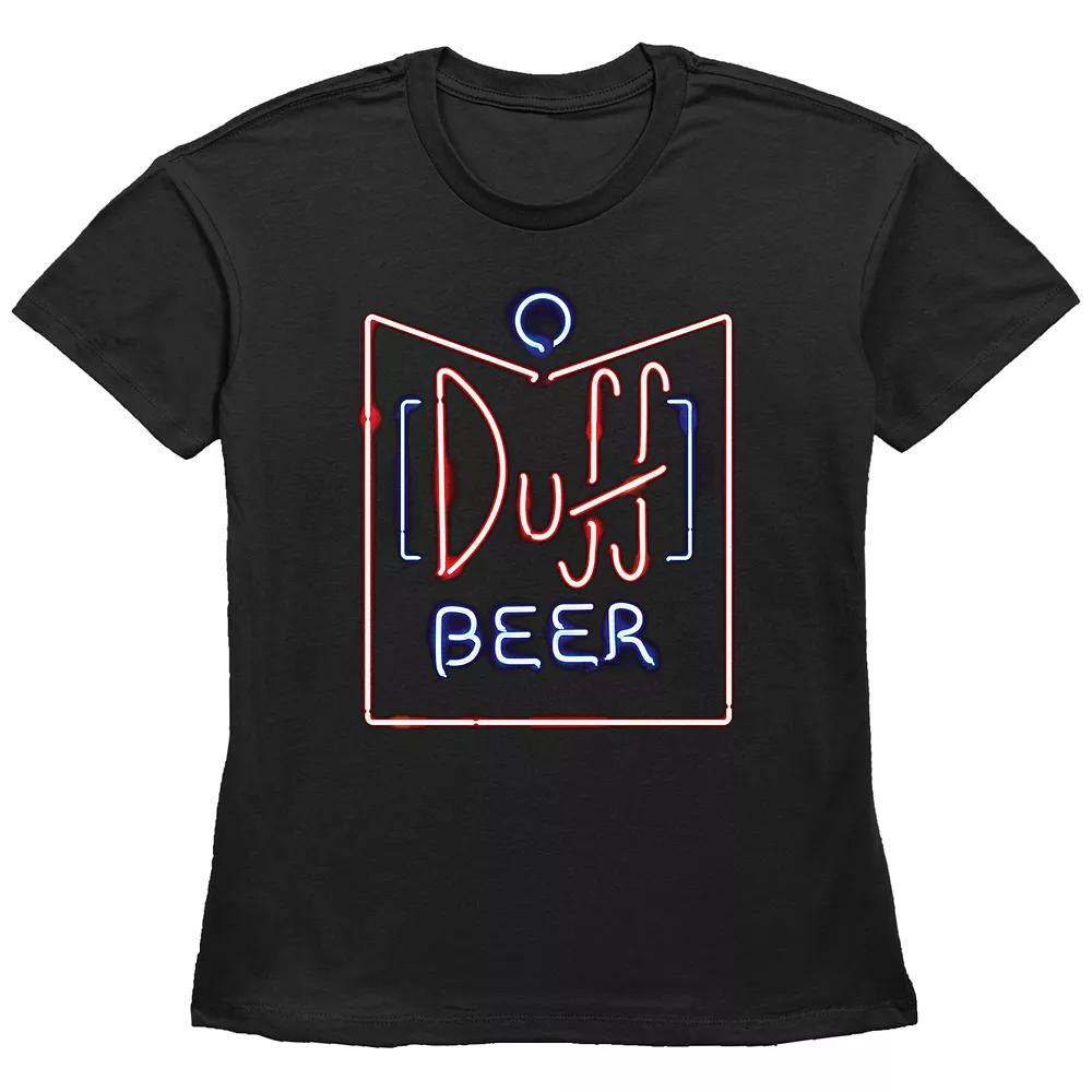 Women's The Simpsons Duff Bear Glowing Sign Basic Fit Graphic Tee, Girl's,  Product Image
