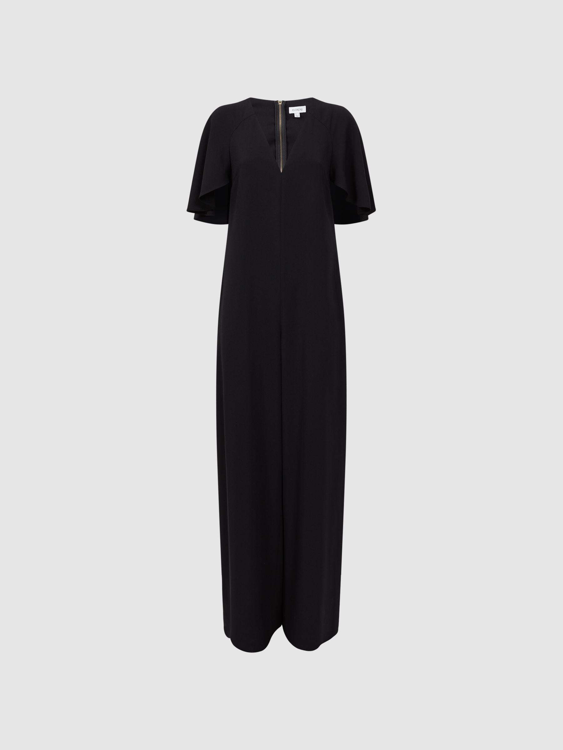 Florere Relaxed Fit Cape Sleeve Jumpsuit in Black Product Image