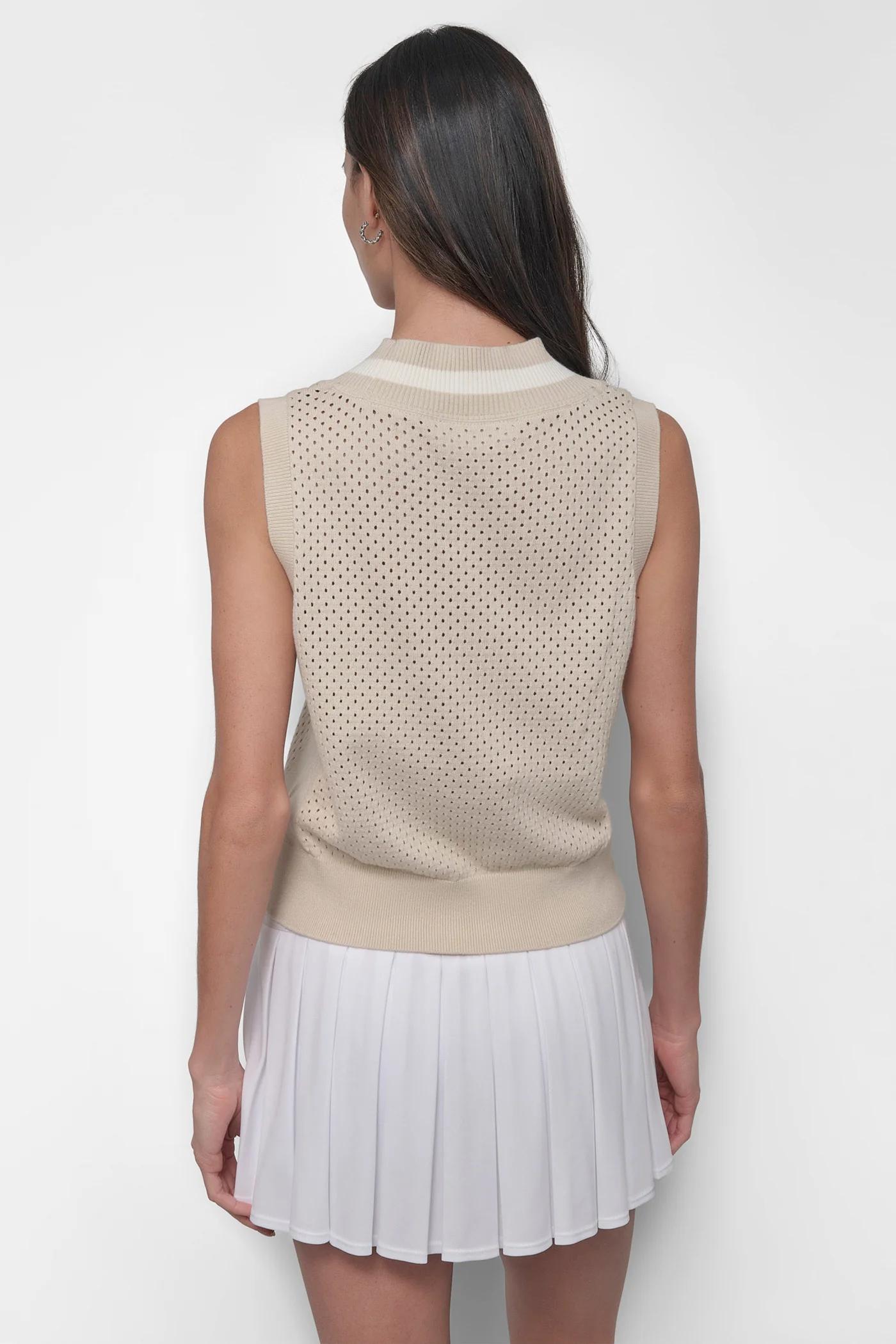STRIPED MESH POINTELLE SWEATER VEST Product Image