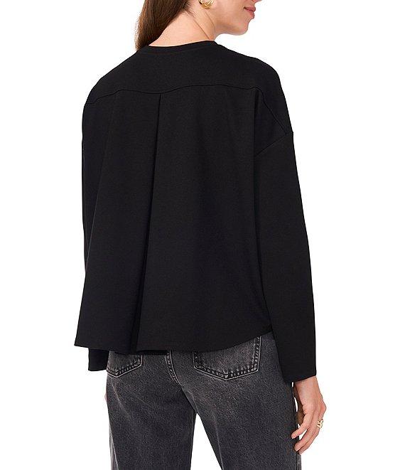 Vince Camuto Knit Ponte Flyaway Crew Neck Drop Shoulder Long Sleeve Hi-Low Boxy Top Product Image