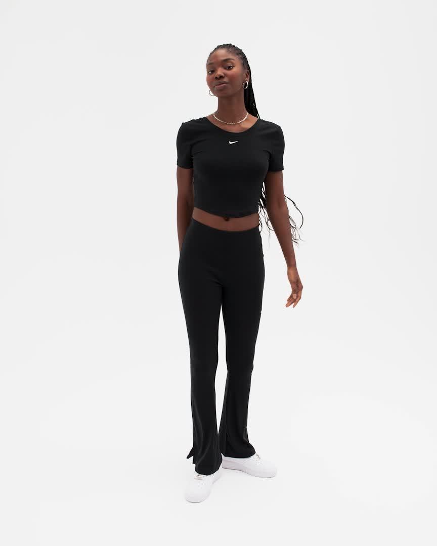 Nike Womens Nike Chill Knit Mini Rib Top - Womens Black/Sail Product Image