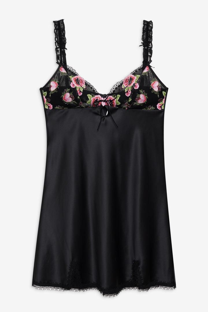 Love Garden Slip Dress — Black Product Image