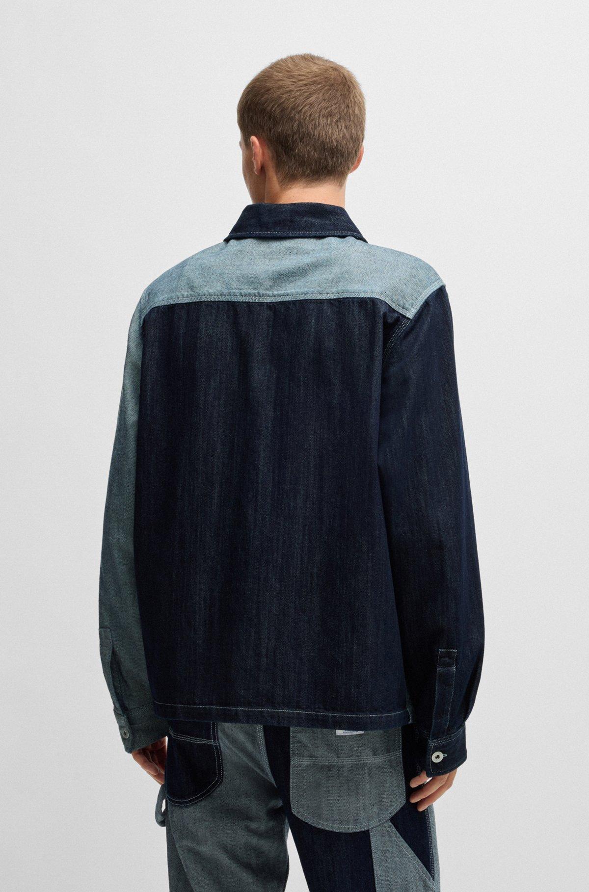 Relaxed-fit overshirt in mixed denims Product Image