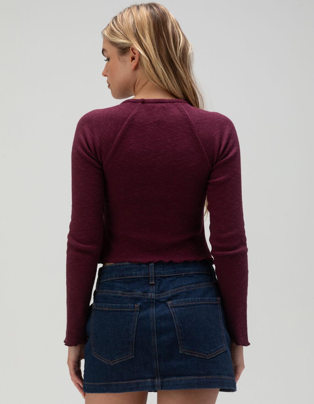 RSQ Womens Long Sleeve Flyaway Top - BURGUNDY Product Image