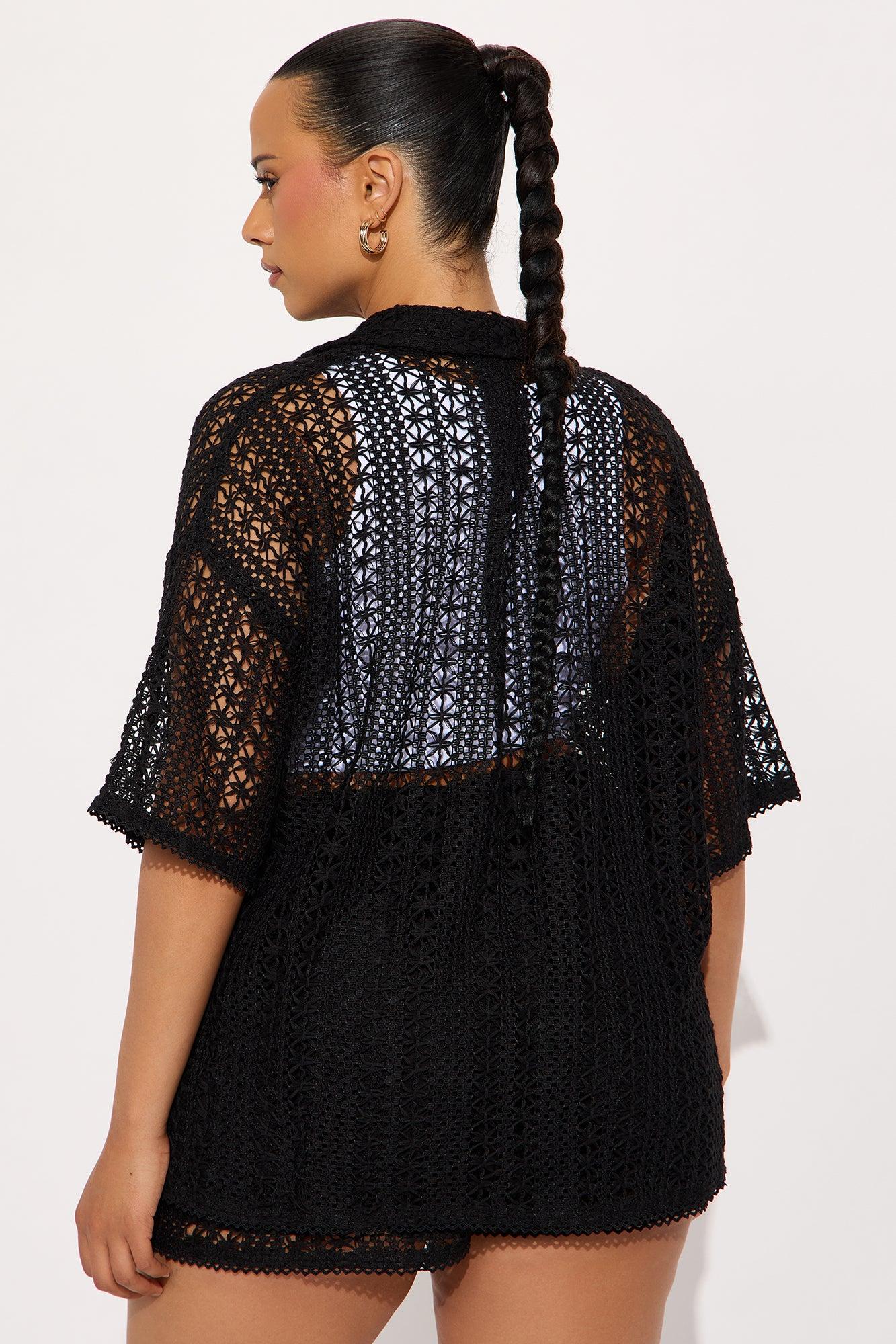 Meet At Dusk Crochet Short Set - Black Female Product Image