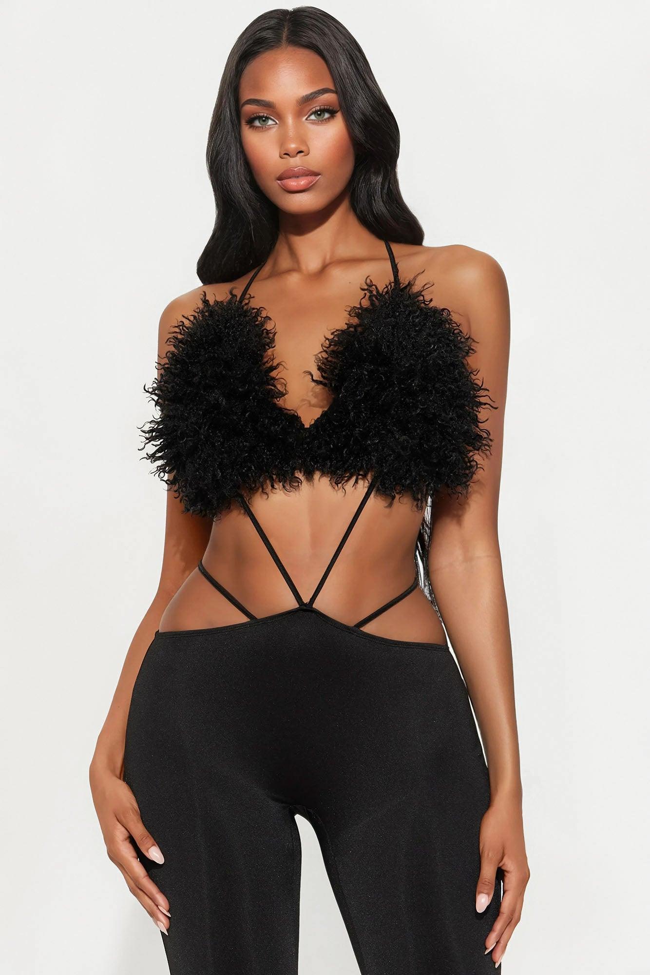 Fur Fantasy Jumpsuit - Black Female Product Image
