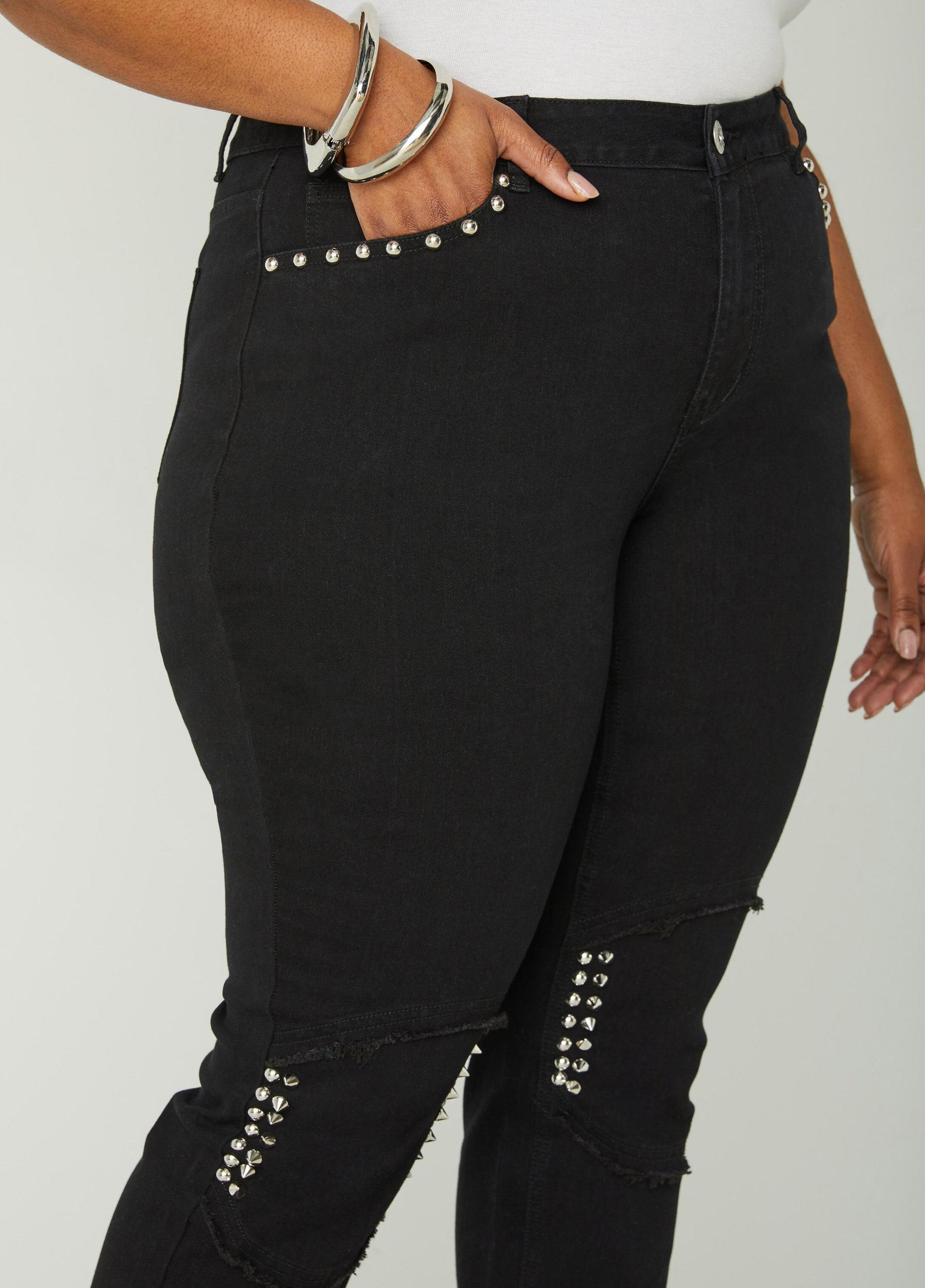 Studded Mid Rise Skinny Jeans Product Image