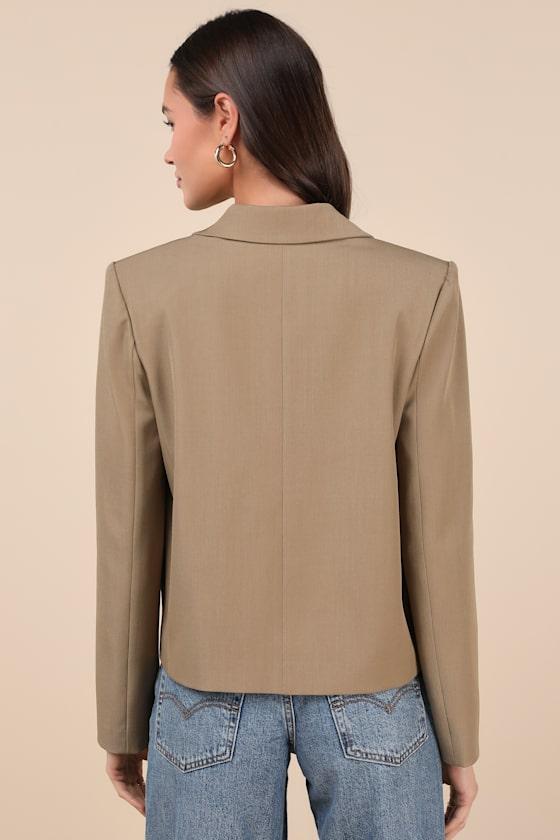 Suave Presence Tan Cropped Blazer Product Image
