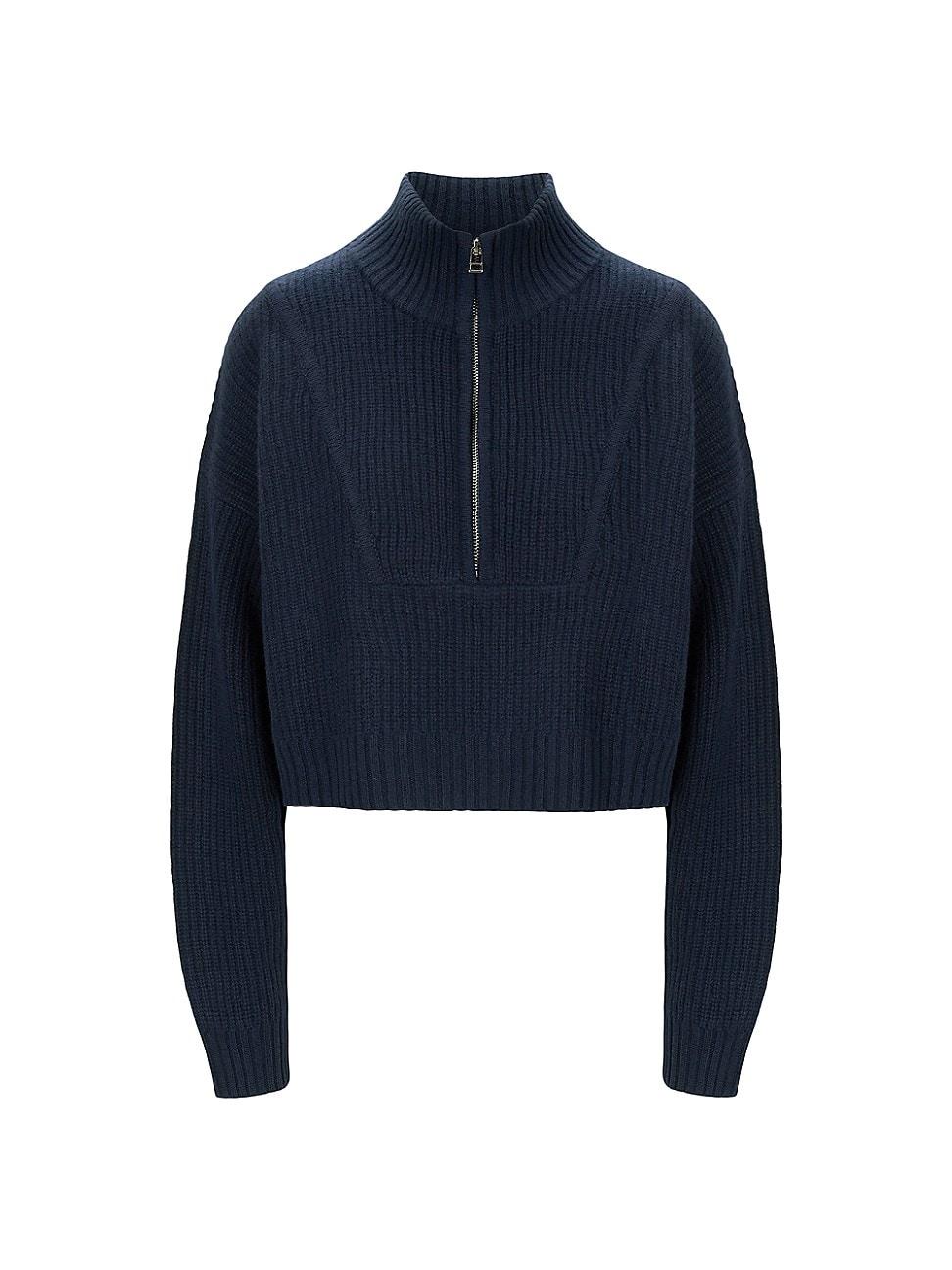 Womens Hampton Cashmere Crop Half-Zip Pullover Product Image