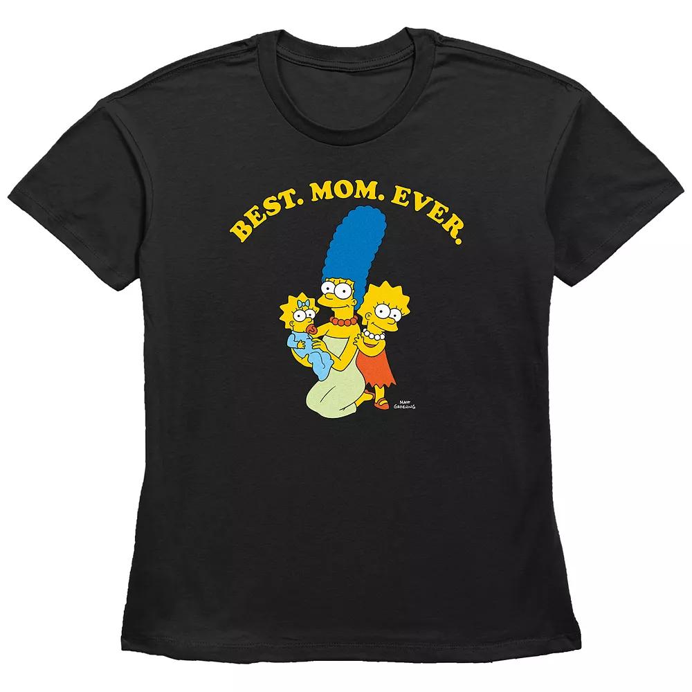 Women's The Simpsons Marge Best Mom Ever Basic Fit Graphic Tee, Girl's, Size: Small, Black Product Image