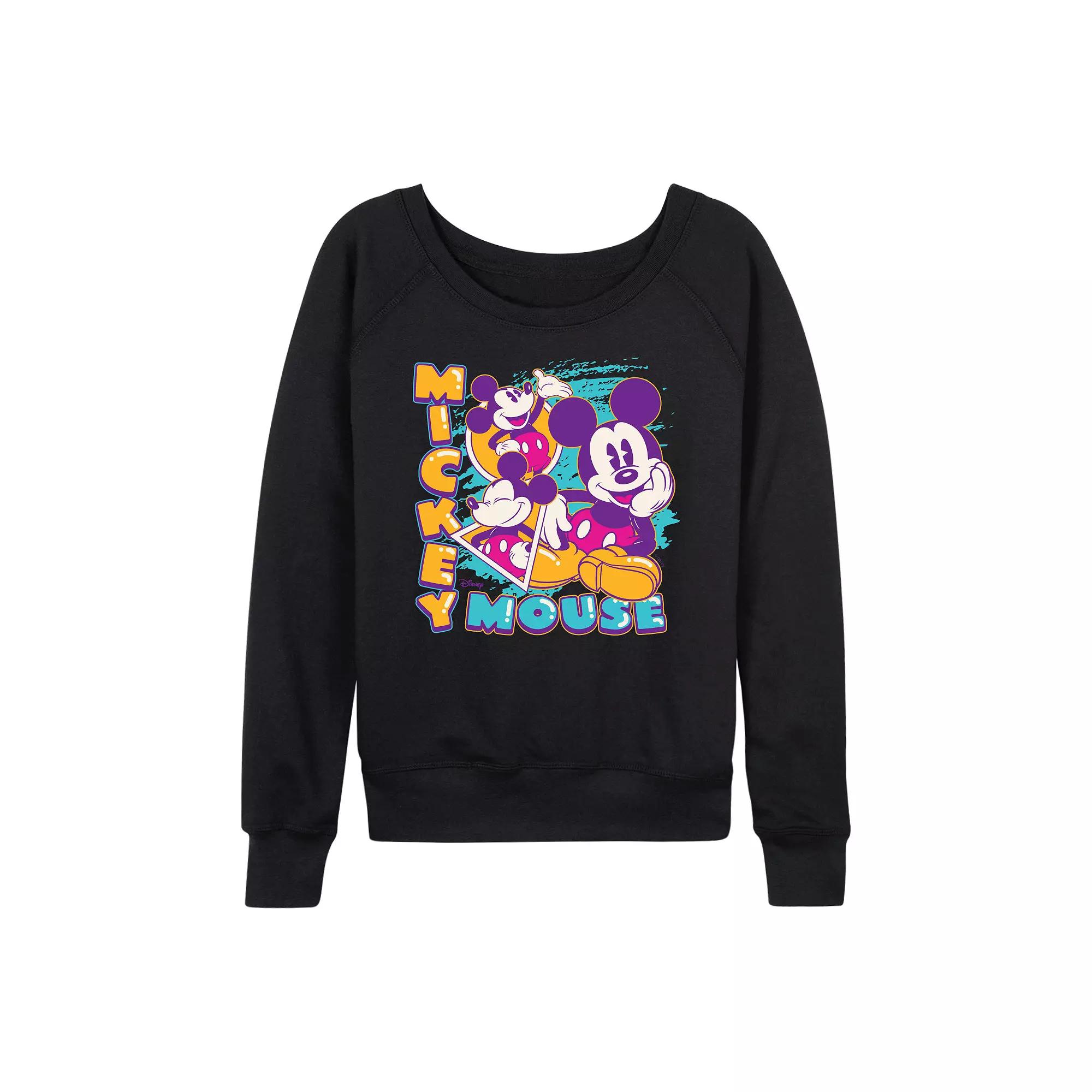 Disney's Mickey Mouse Women's Vintage Bootleg French Terry Long Sleeve Tee,  Product Image