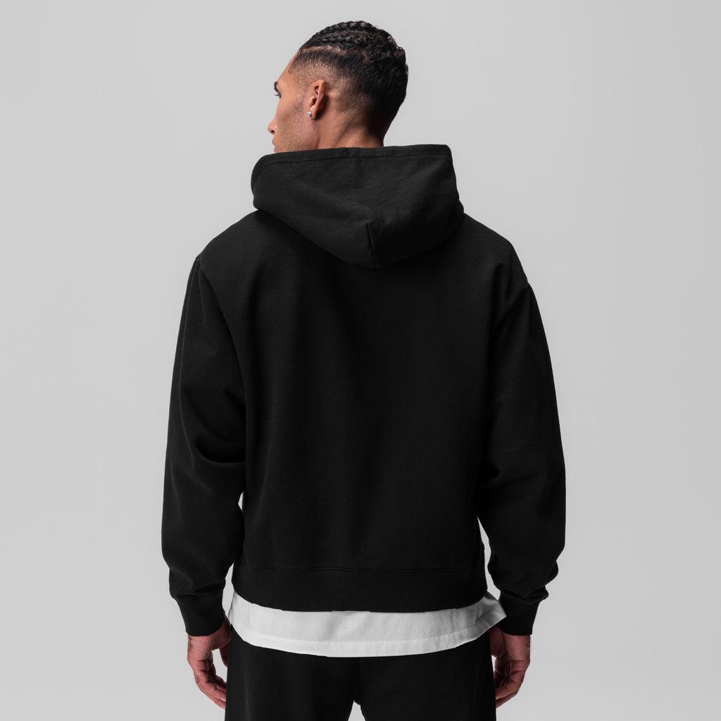 0843. Tech Essential™ Distressed Full Zip Hoodie - Black Product Image