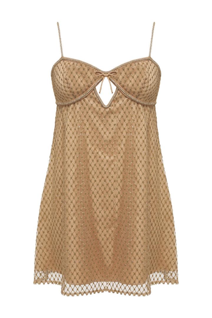 Glitter Slip Dress — Gold Product Image