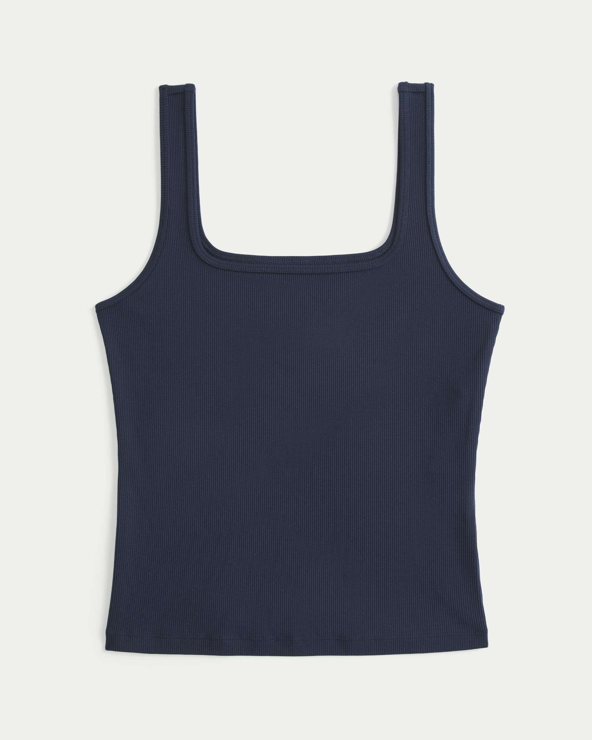 Ribbed Seamless Fabric Square-Neck Tank Product Image