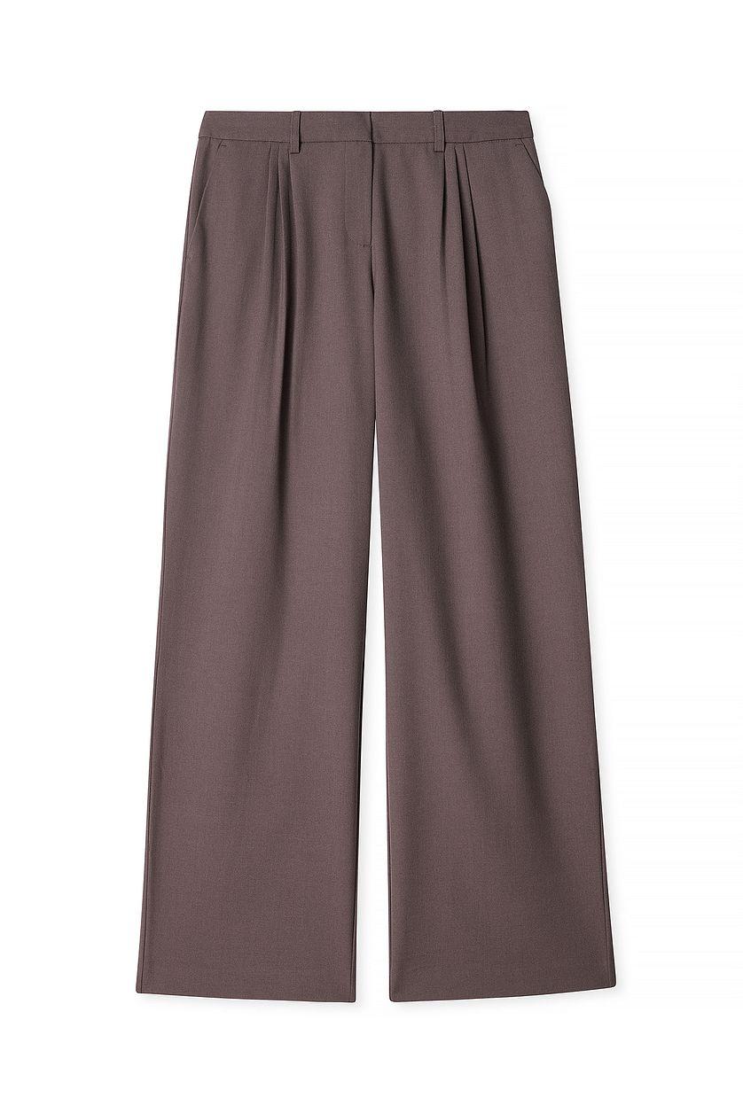 Wide Mid Waist Suit Pants Product Image