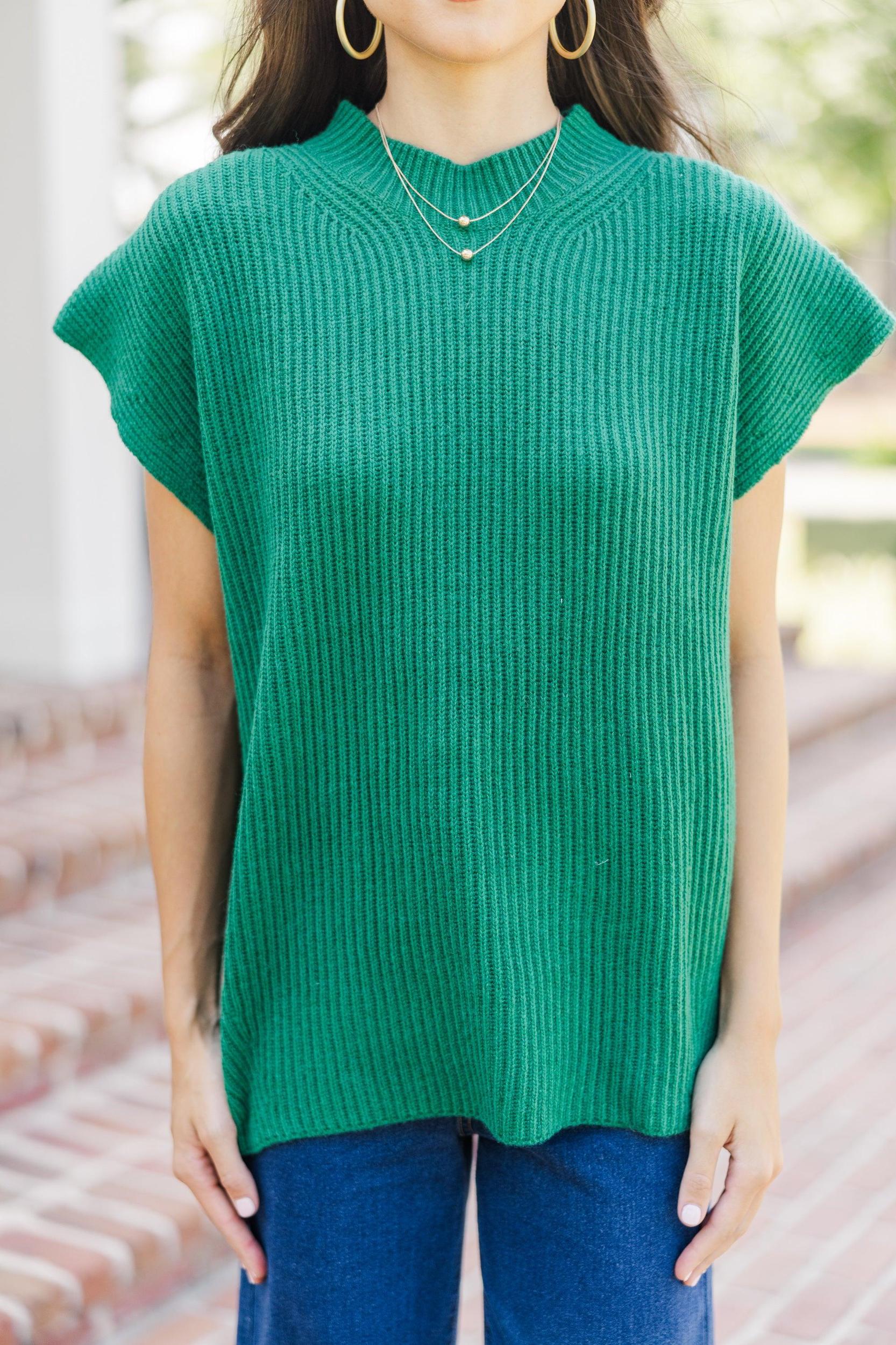 The Slouchy Green Short Sleeve Sweater Female Product Image