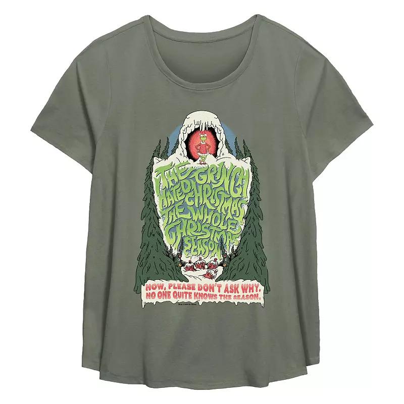 Plus Size Dr. Seuss Grinch Hated Christmas Flowy Graphic Tee, Women's, Size: 0X, Green Product Image