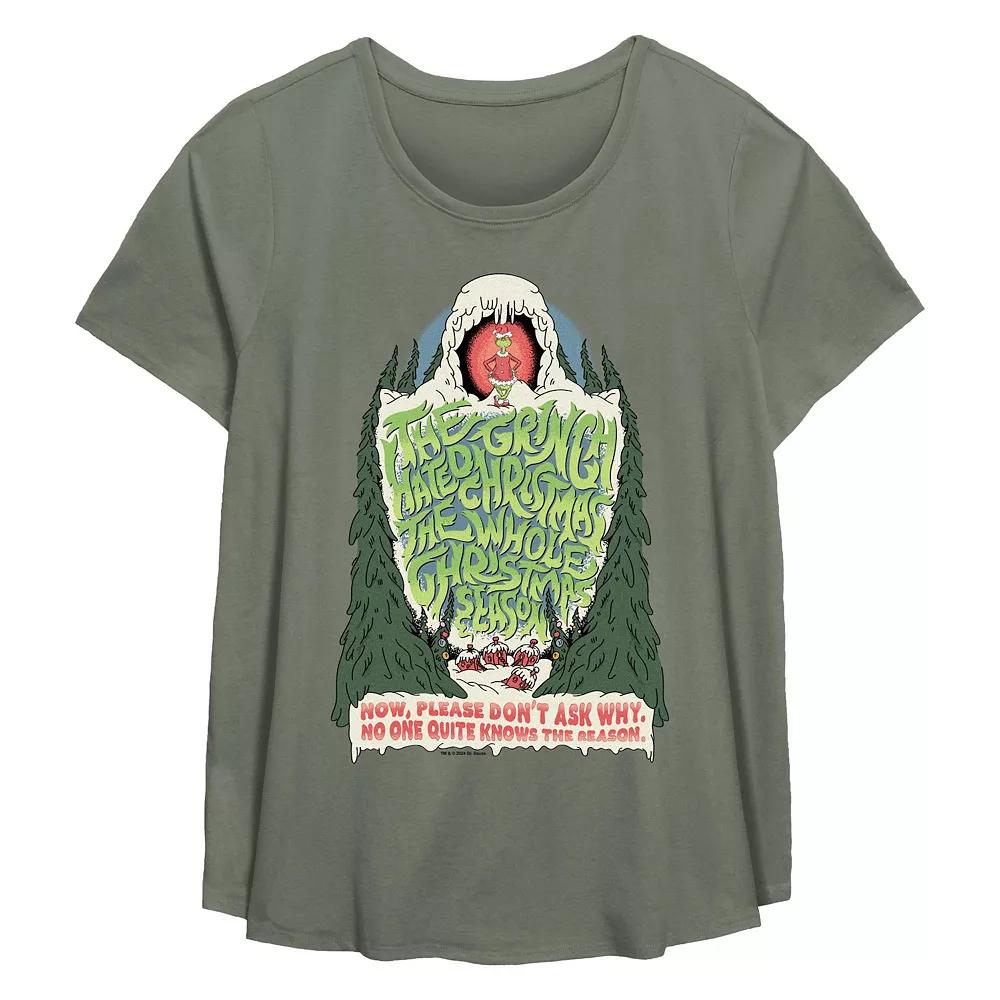 Plus Size Dr. Seuss Grinch Hated Christmas Flowy Graphic Tee, Women's, Size: 0X, Green Product Image