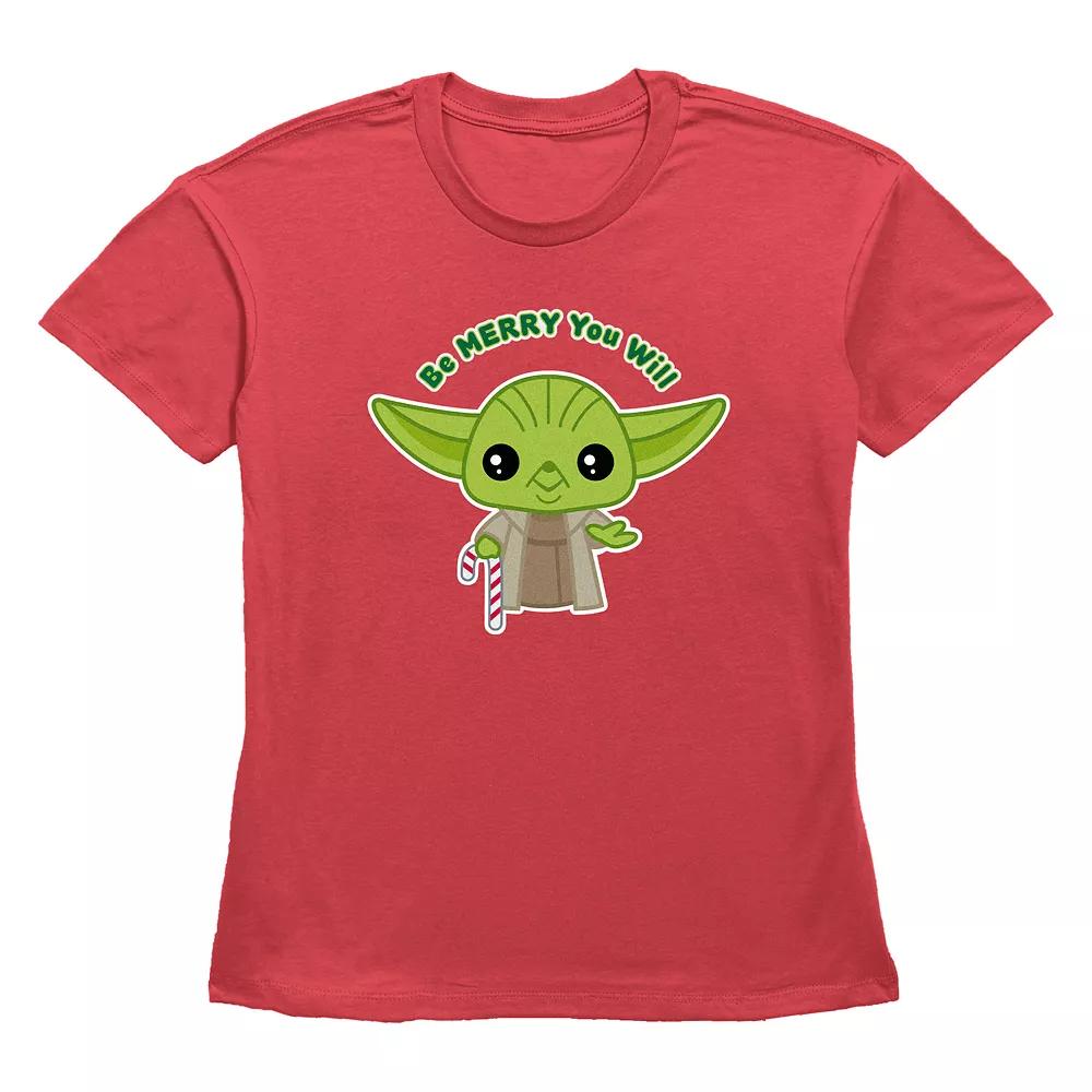 Women's Star Wars Yoda Be Merry You Will Graphic Tee,  Product Image