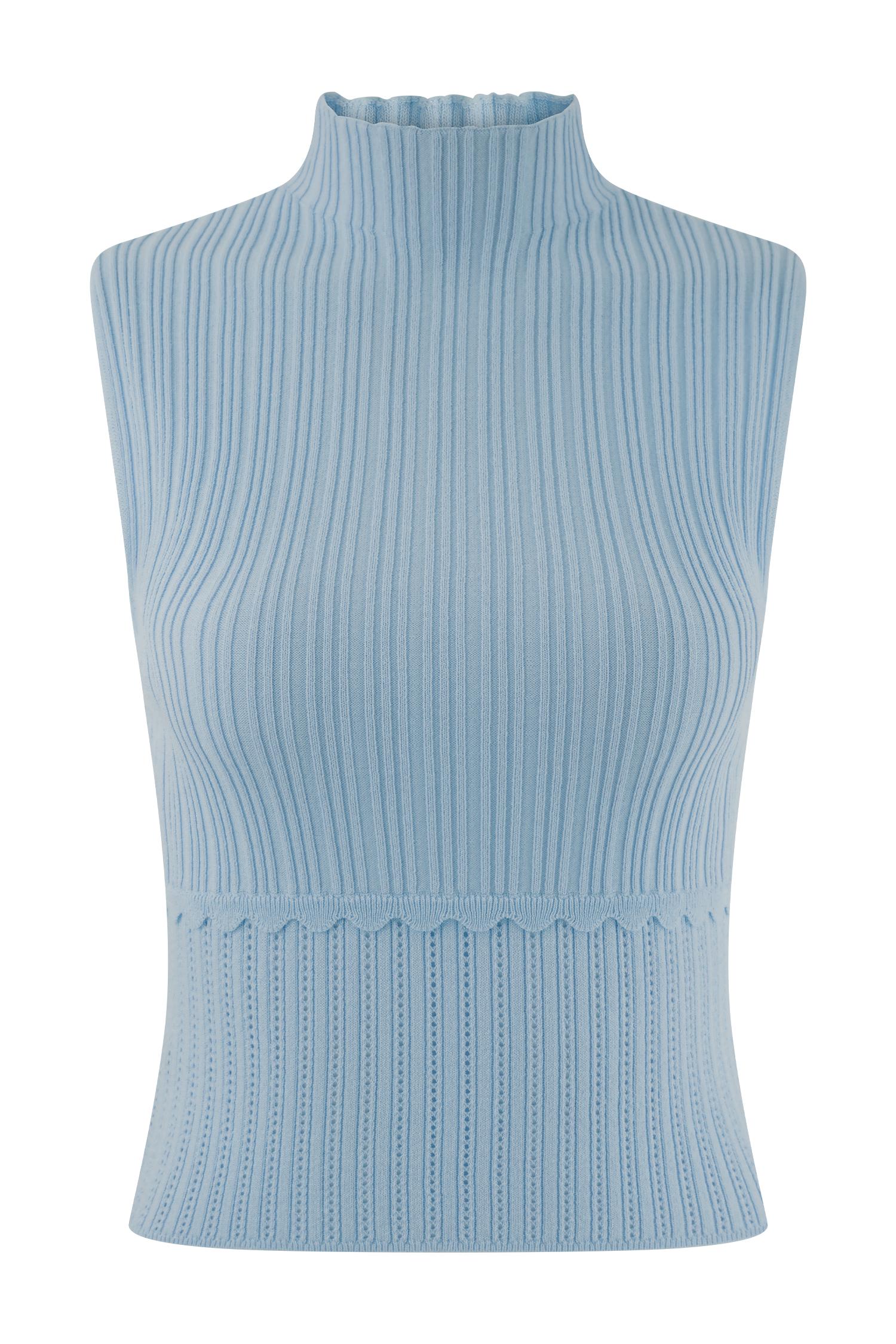 Indy Pointelle Knit Top - Cornflower Blue Product Image