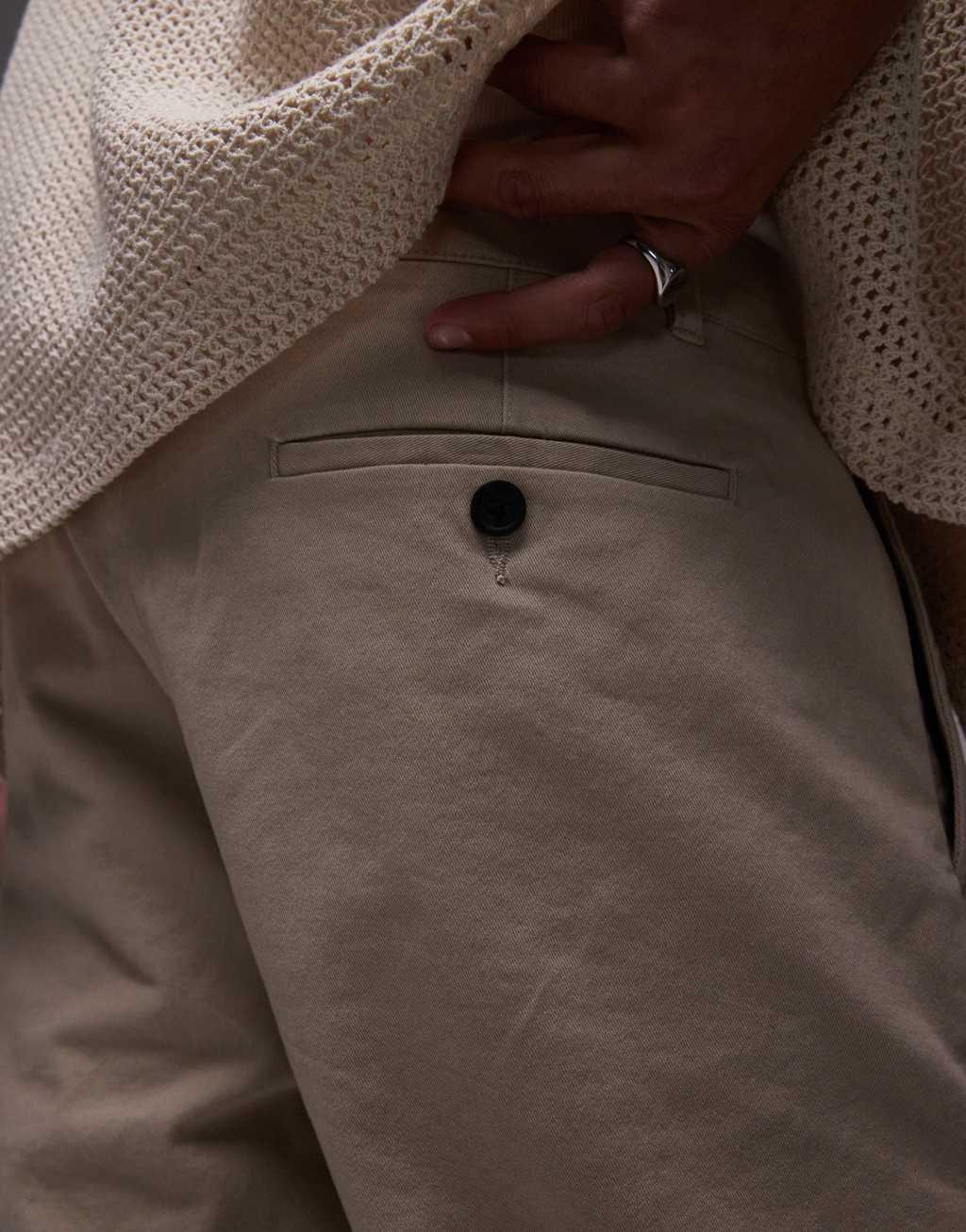 Topman skinny chino shorts in stone Product Image