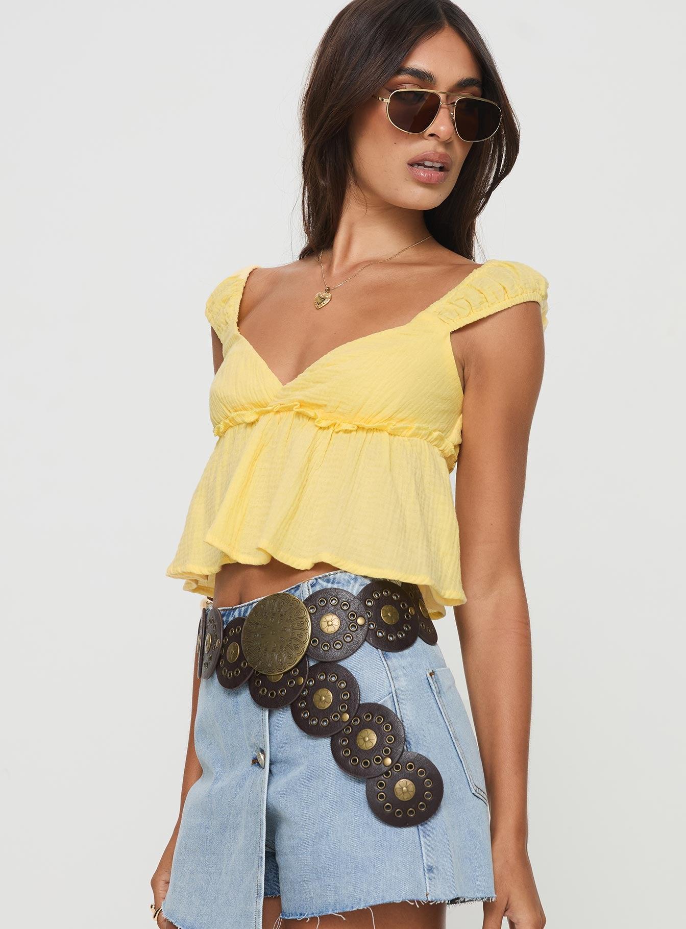 Contardo Short Sleeve Top Yellow Product Image