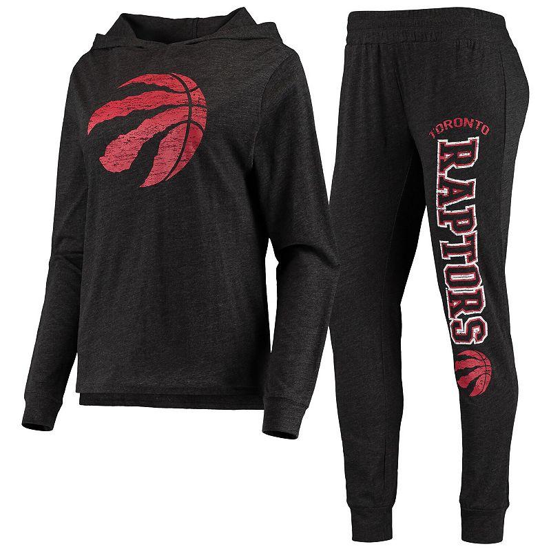 Women's Concepts Sport Black Toronto Raptors Hoodie & Pants Sleep Set, Size: Medium, Rpt Black Product Image