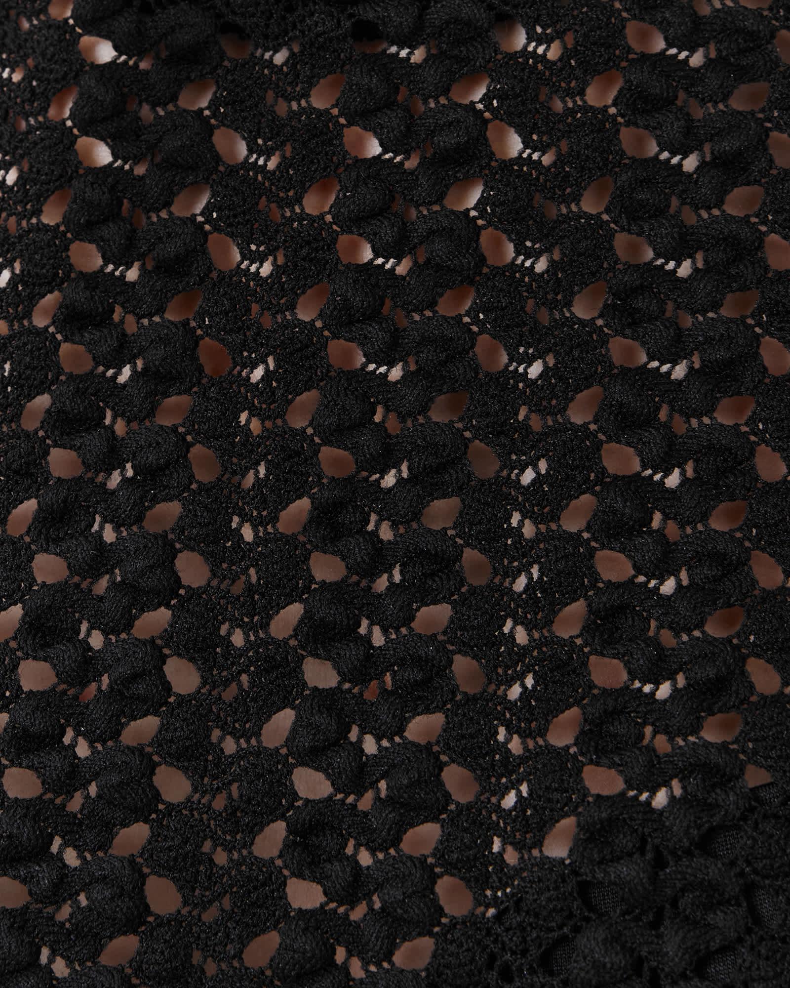 Karma Crochet Stevie Slim Fit T-Shirt Black | ALLSAINTS US Product Image