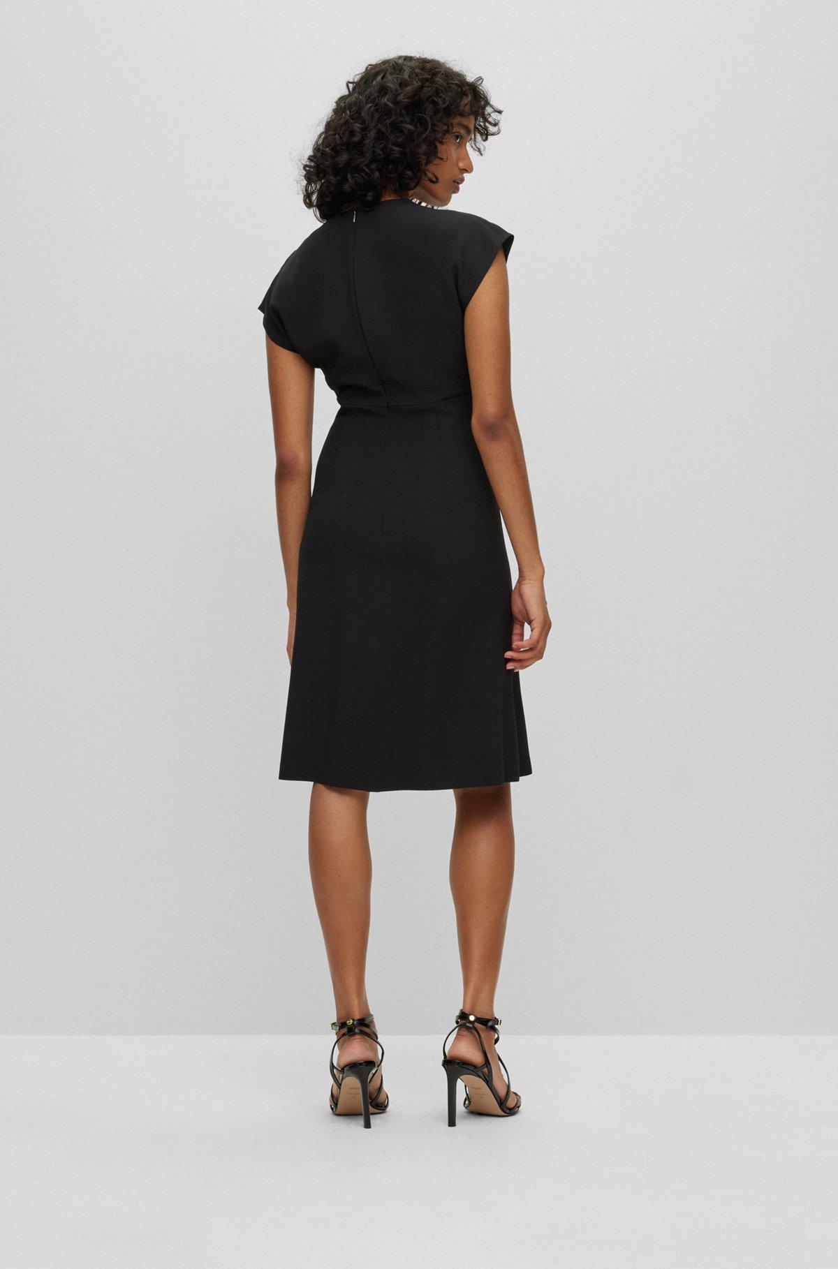 BOSS - Slim-fit V-neck dress with cap sleeves - Black Product Image
