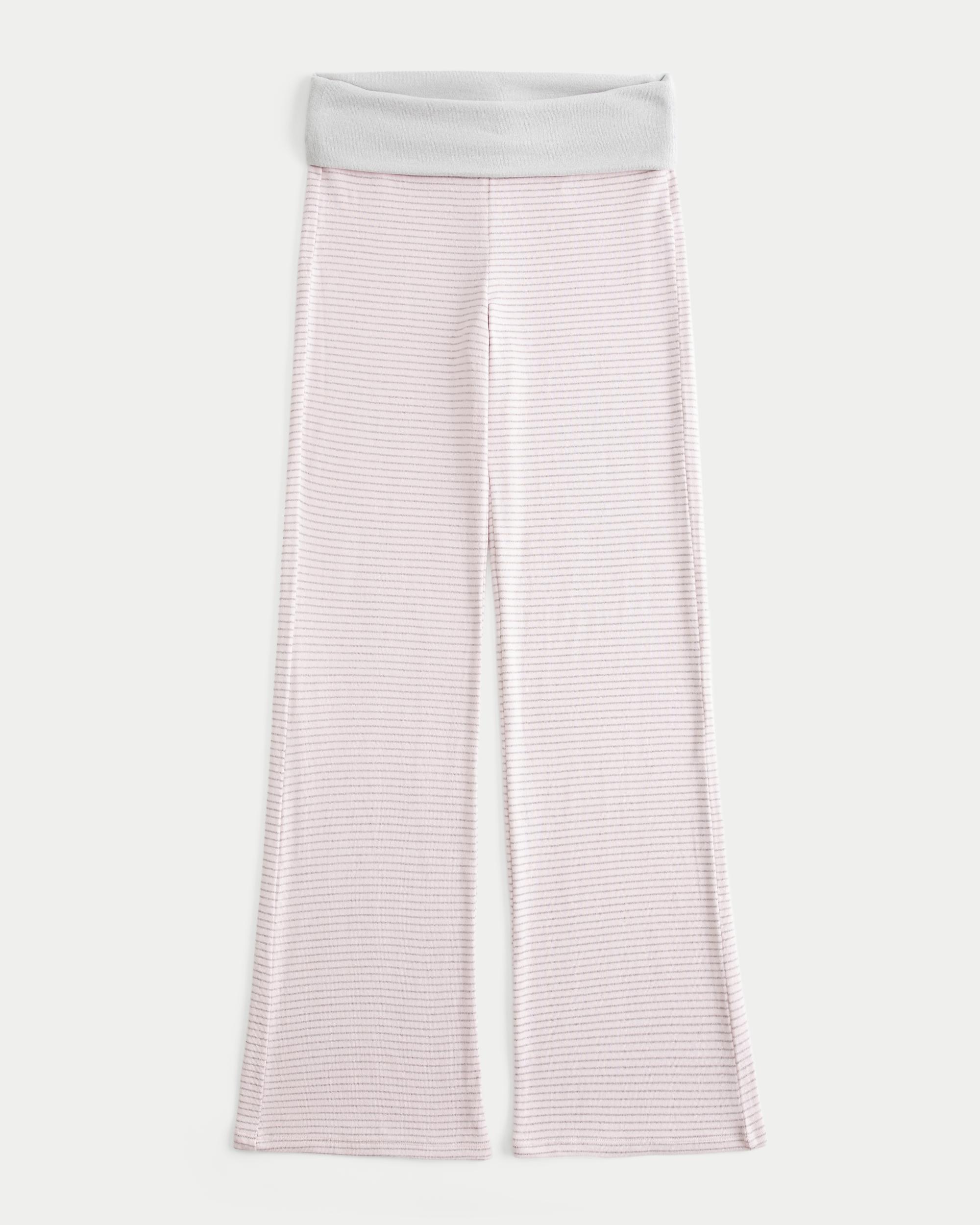 Foldover Waist Knit Flare Pants Product Image