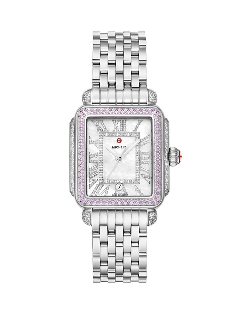 Womens Deco Madison Stainless Steel, 0.73 TCW Diamond & Pink Sapphire Bracelet Watch/33MM x 35MM Product Image