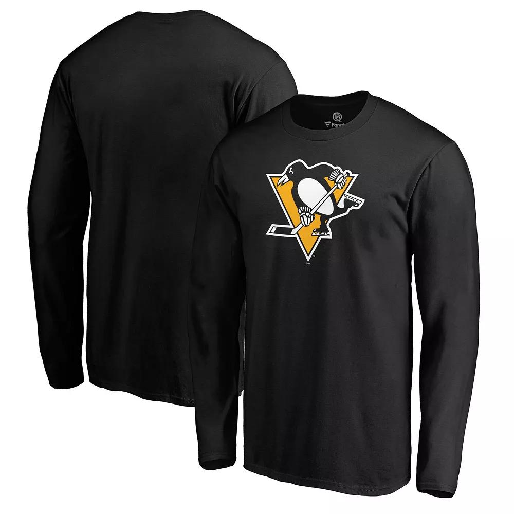 Men's Fanatics Branded Black Pittsburgh Penguins Primary Team Logo Long Sleeve T-Shirt,  Product Image