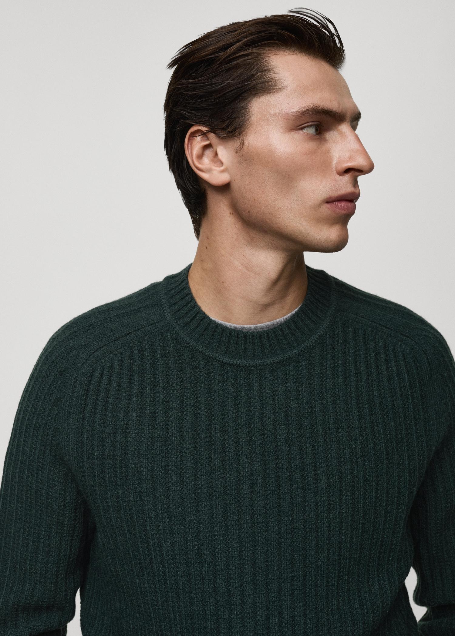 Wool-blend rib-knit sweater - Men | MANGO USA Product Image