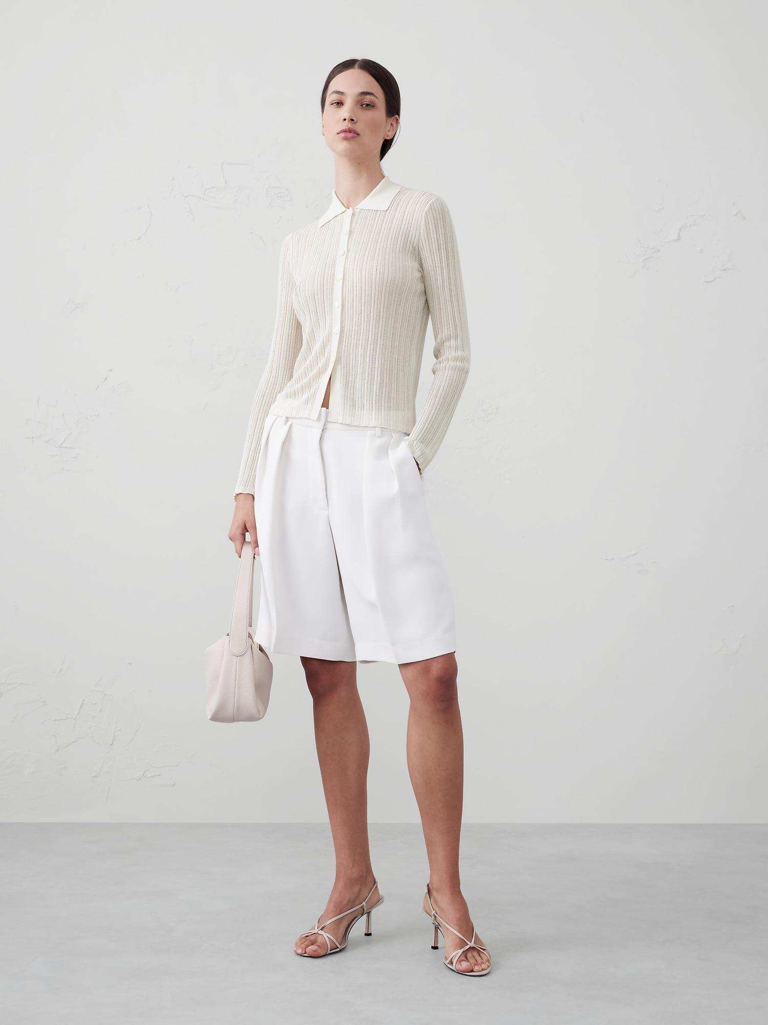 Sheer Button-Down Cardigan Sweater Product Image