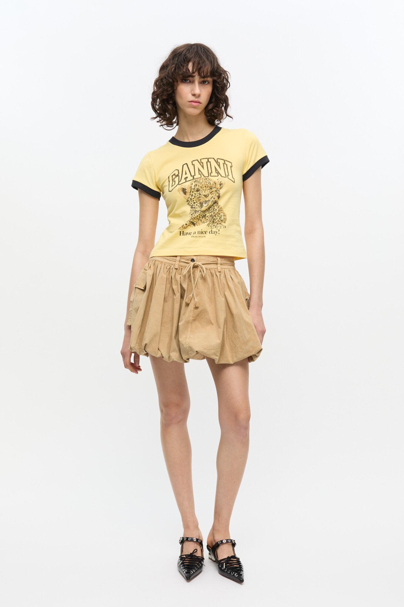 Yellow Cropped Leopard T-shirt Product Image