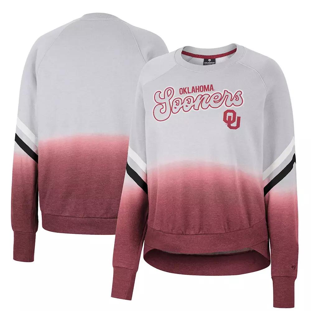 Women's Colosseum Gray Oklahoma Sooners Cue Cards Dip-Dye Raglan Pullover Sweatshirt, Size: Small, Grey Product Image