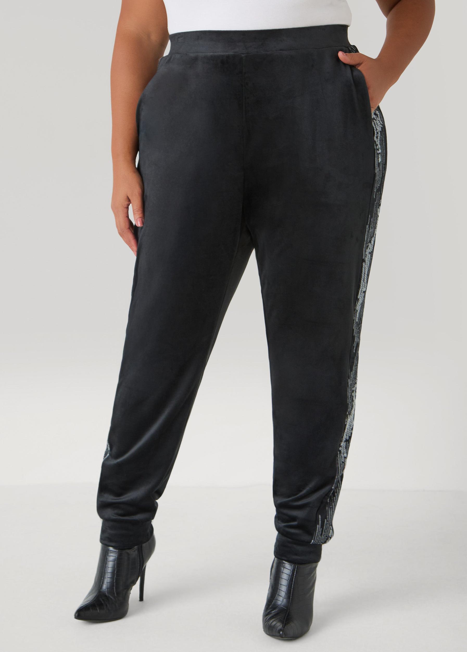 Sequined Velour Joggers Product Image