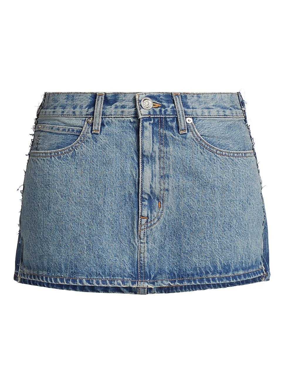 Womens Deconstructed Two-Tone Denim Miniskirt Product Image