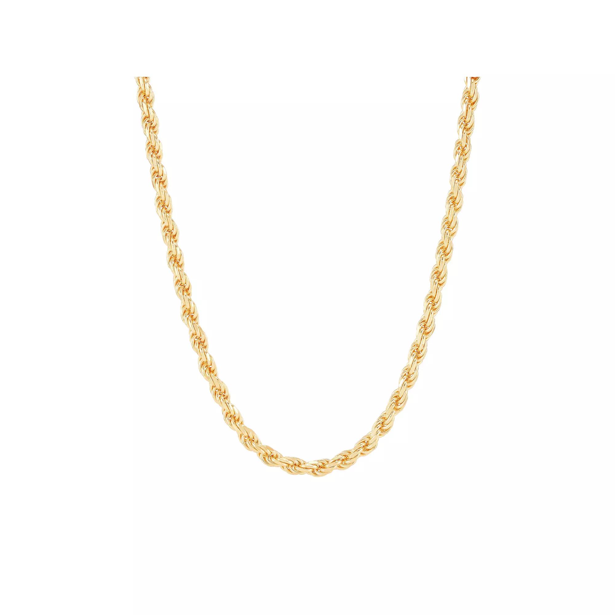 Everlasting Silver Gold Over Silver Solid Rope Chain Necklace, Womens Gold Tone Product Image