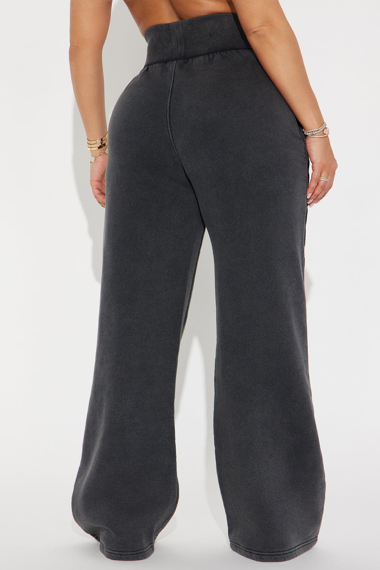 Chilled Out Fleece Wide Leg Pant - Charcoal Product Image