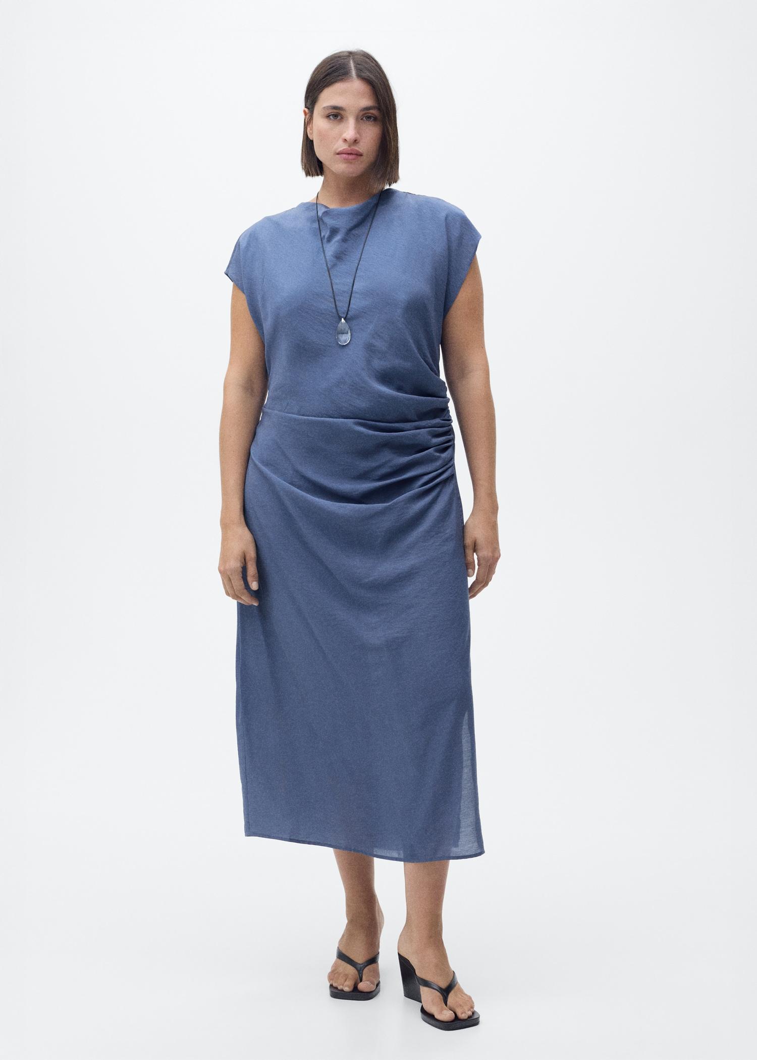 Draped straight dress - Women | MANGO USA Product Image
