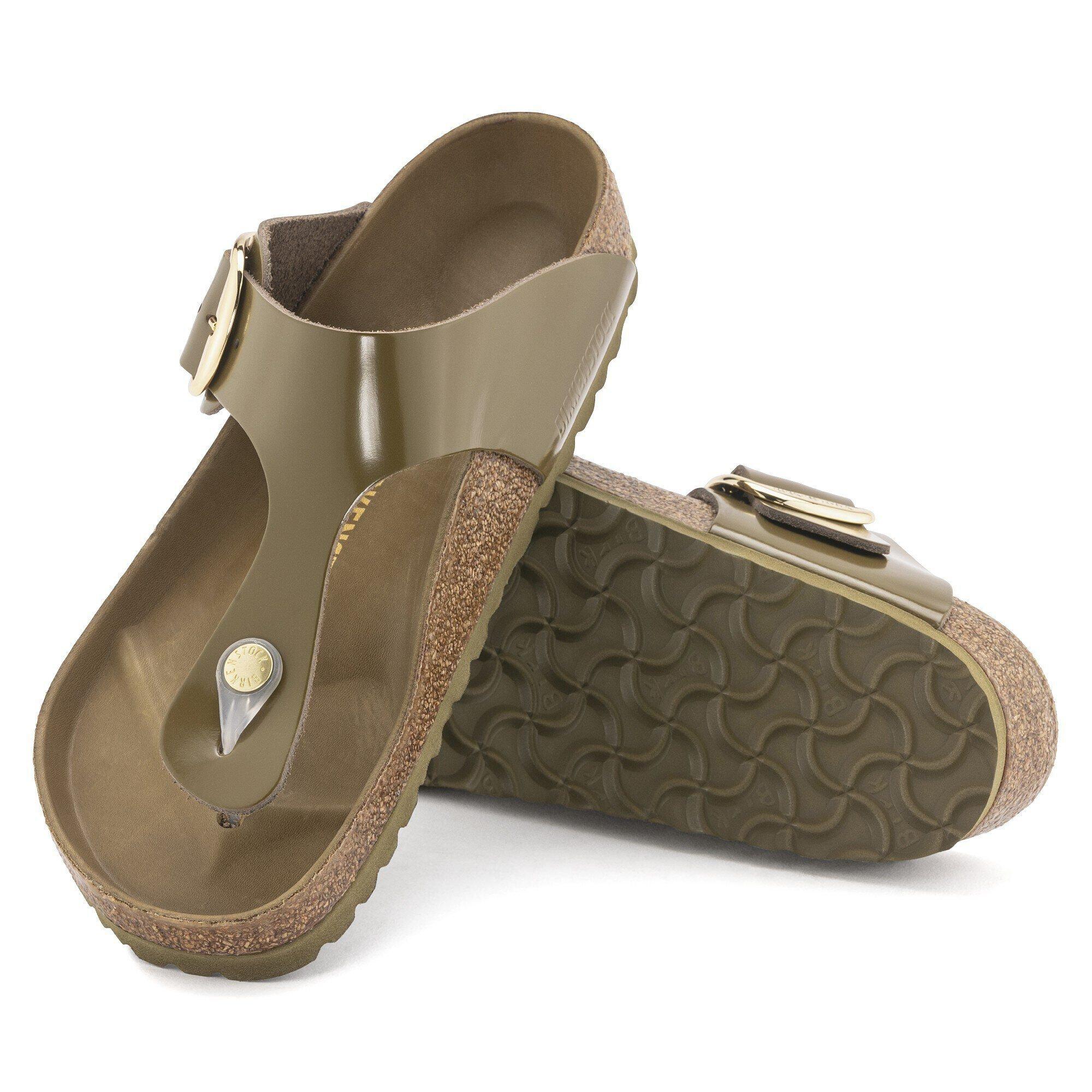 Gizeh Big Buckle Natural Leather Patent High Shine Mud Green Product Image