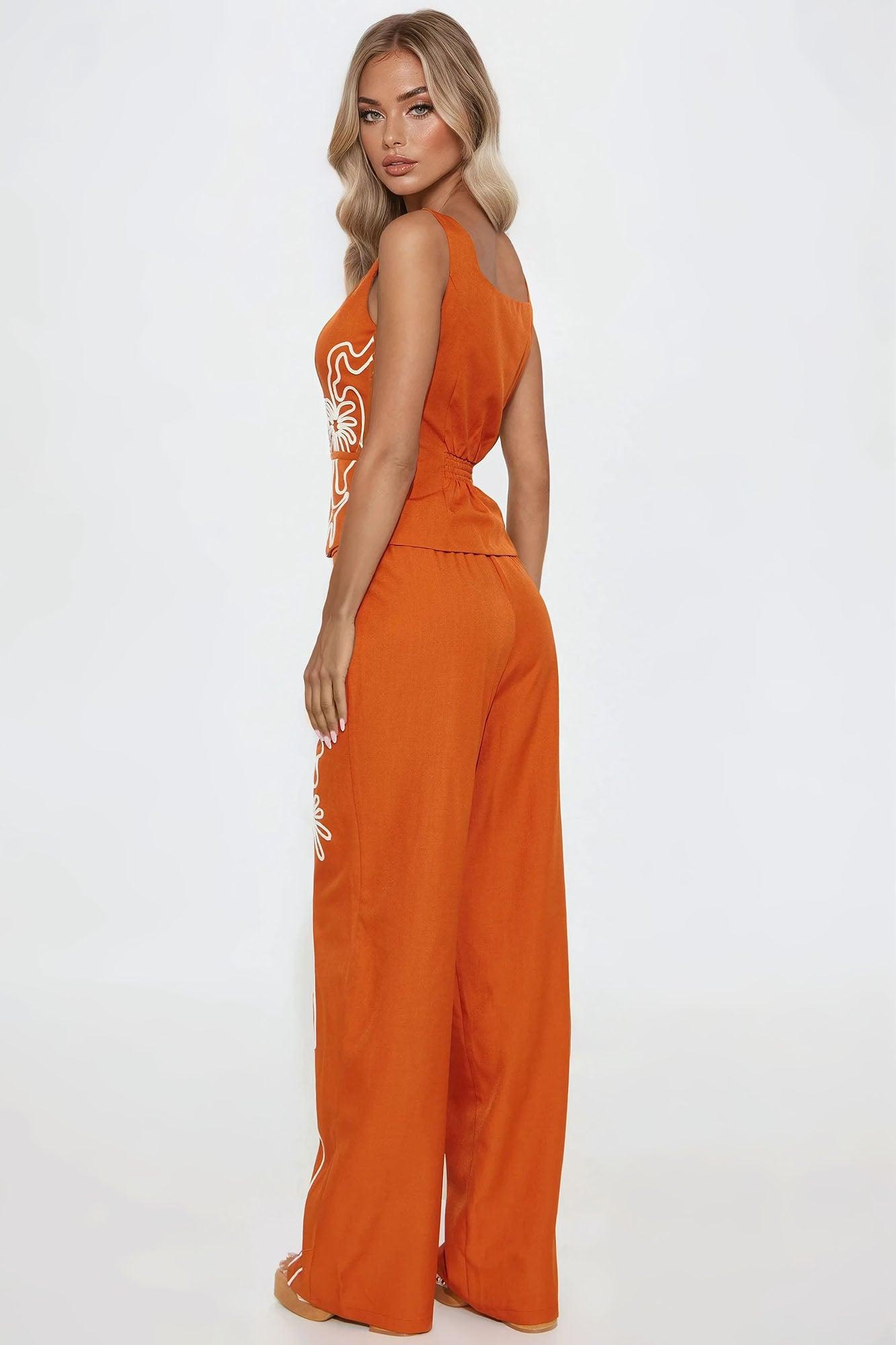 Iconic Attitude Vest Pant Set - Rust Female Product Image