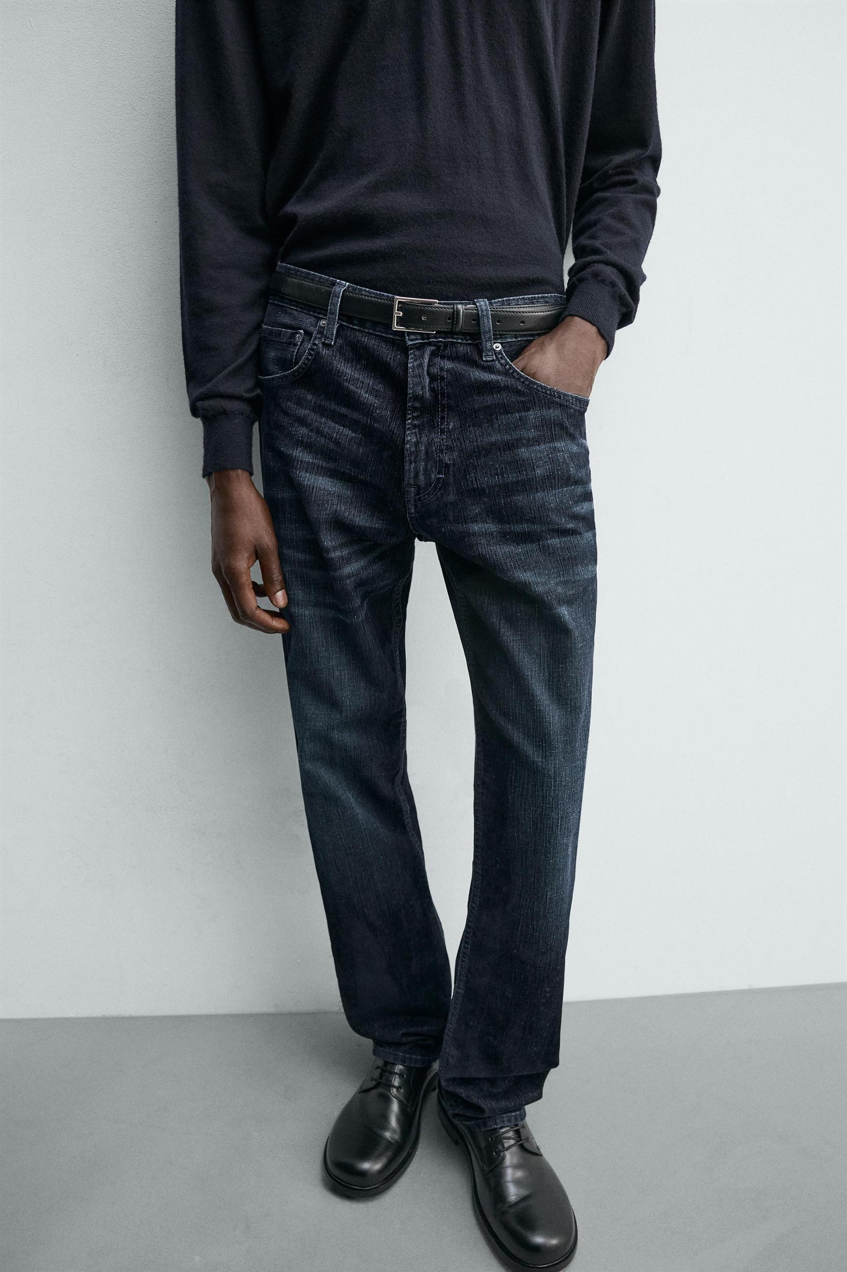 FLOCKED STRAIGHT FIT JEANS Product Image