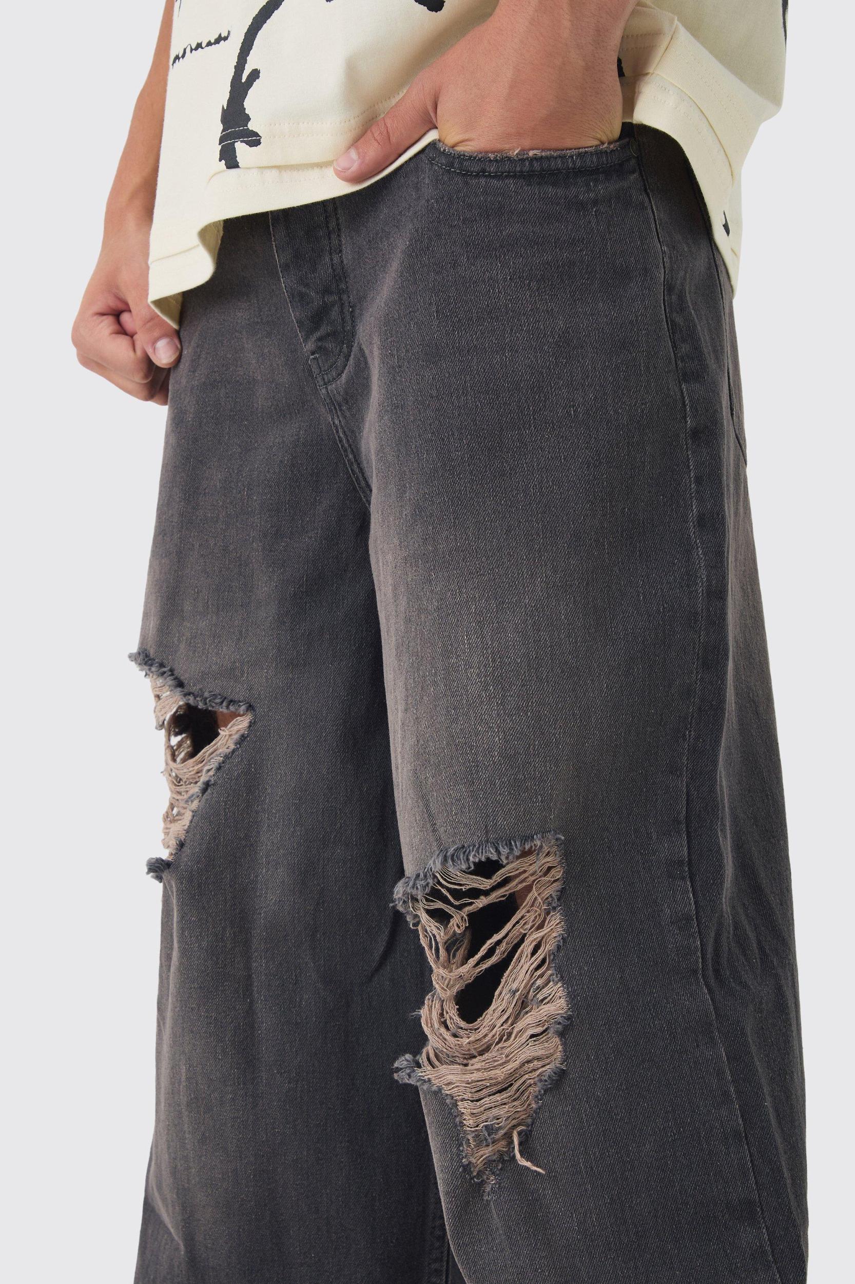 Extreme Baggy Ripped Pink Tint Jeans | boohooMAN USA Product Image