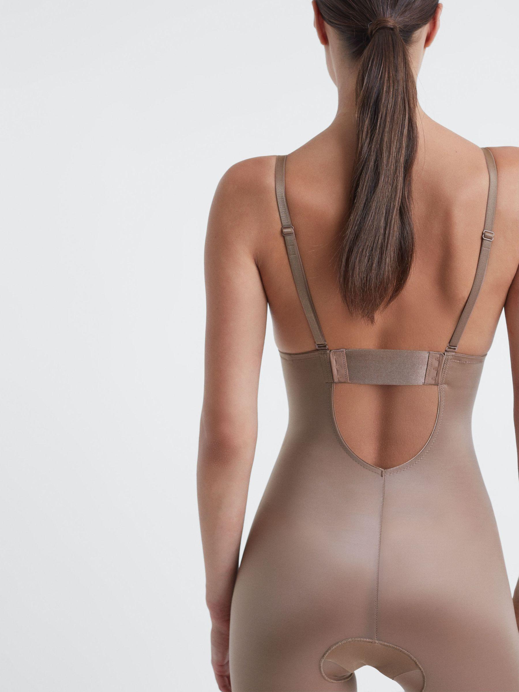 Shapewear Firming Plunge Low-Back Mid-Thigh Bodysuit in Cafe Au Lait Product Image