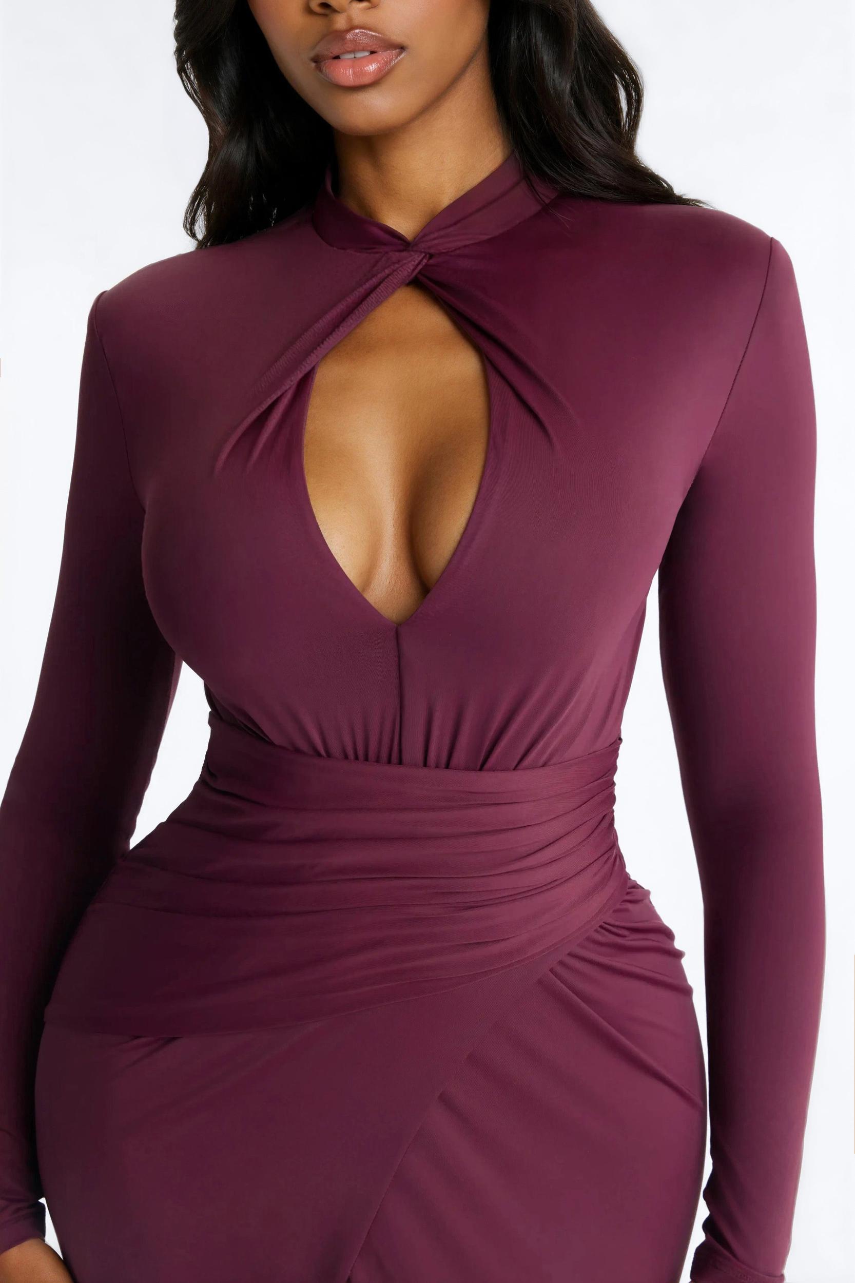 Tori Ruched Maxi Dress - Wine Female Product Image