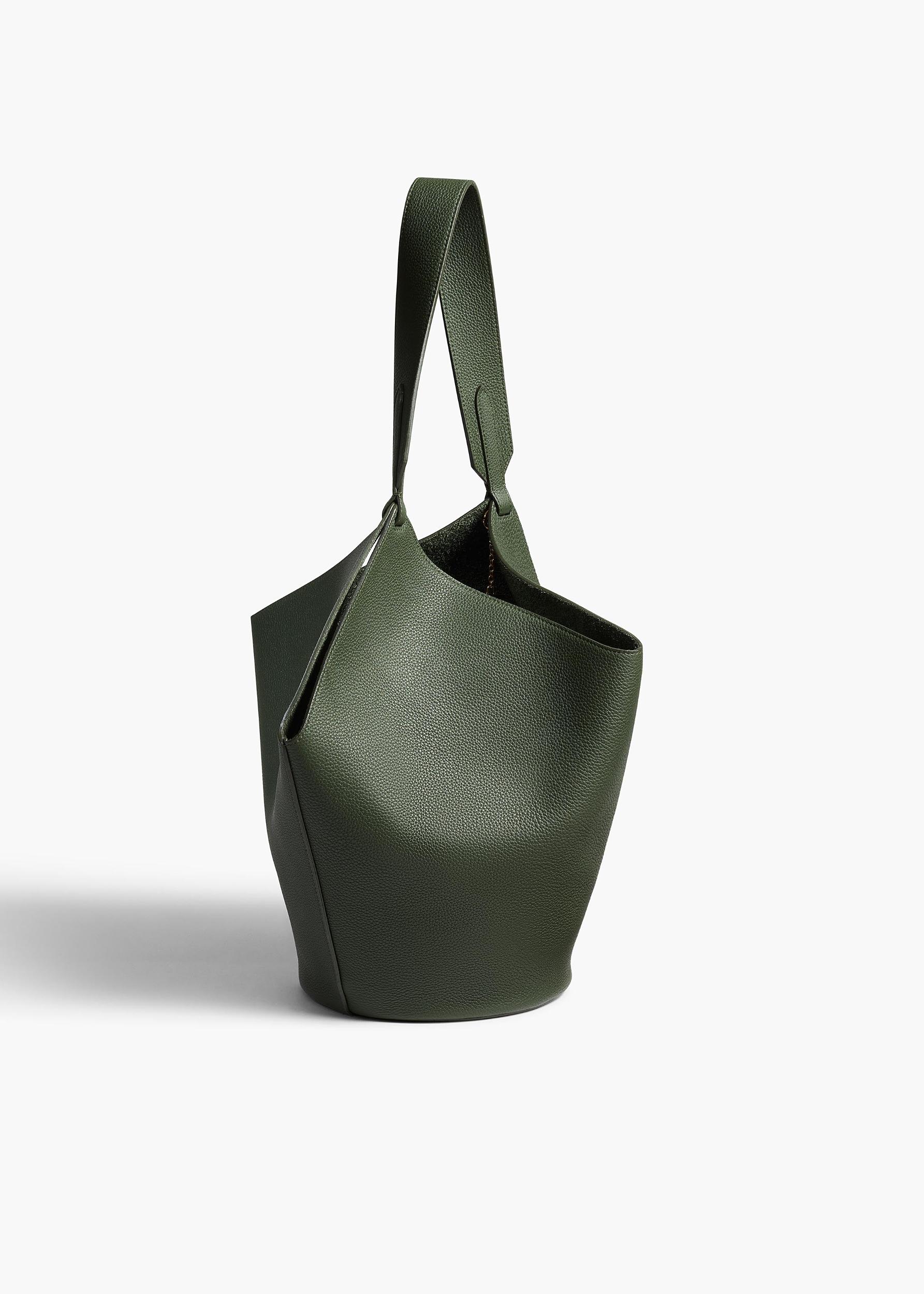 Small Lotus Tote in Bottle Green Pebbled Leather Product Image