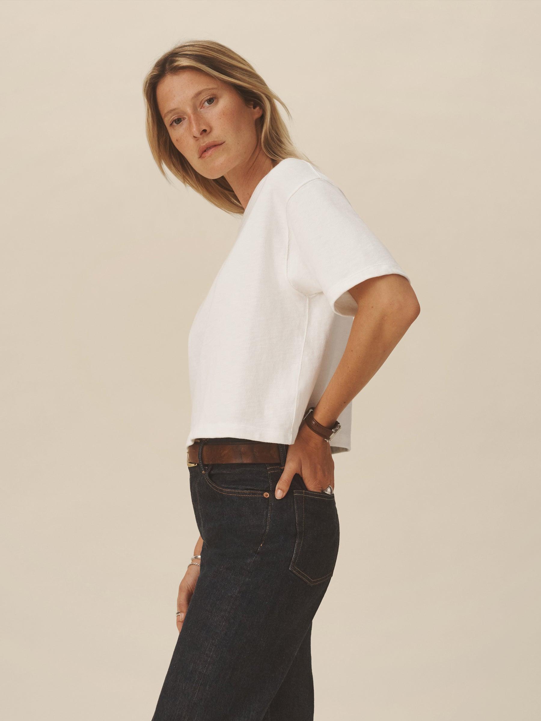 White Field-Spec Boyfriend Crop Tee Product Image