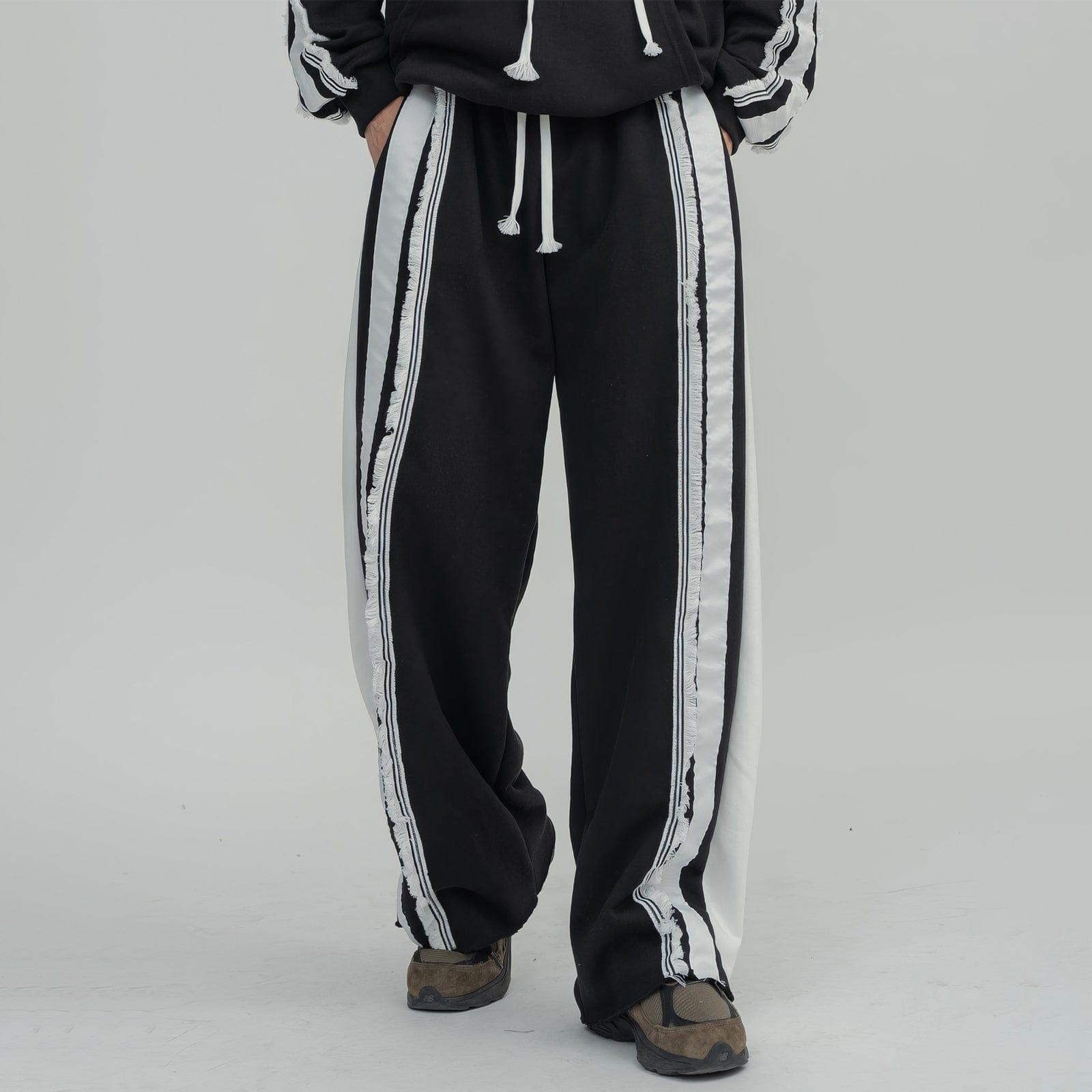 RT No. 12450 TASSEL STRIPED PULLOVER HOODIE & STRAIGHT SWEATPANTS Product Image